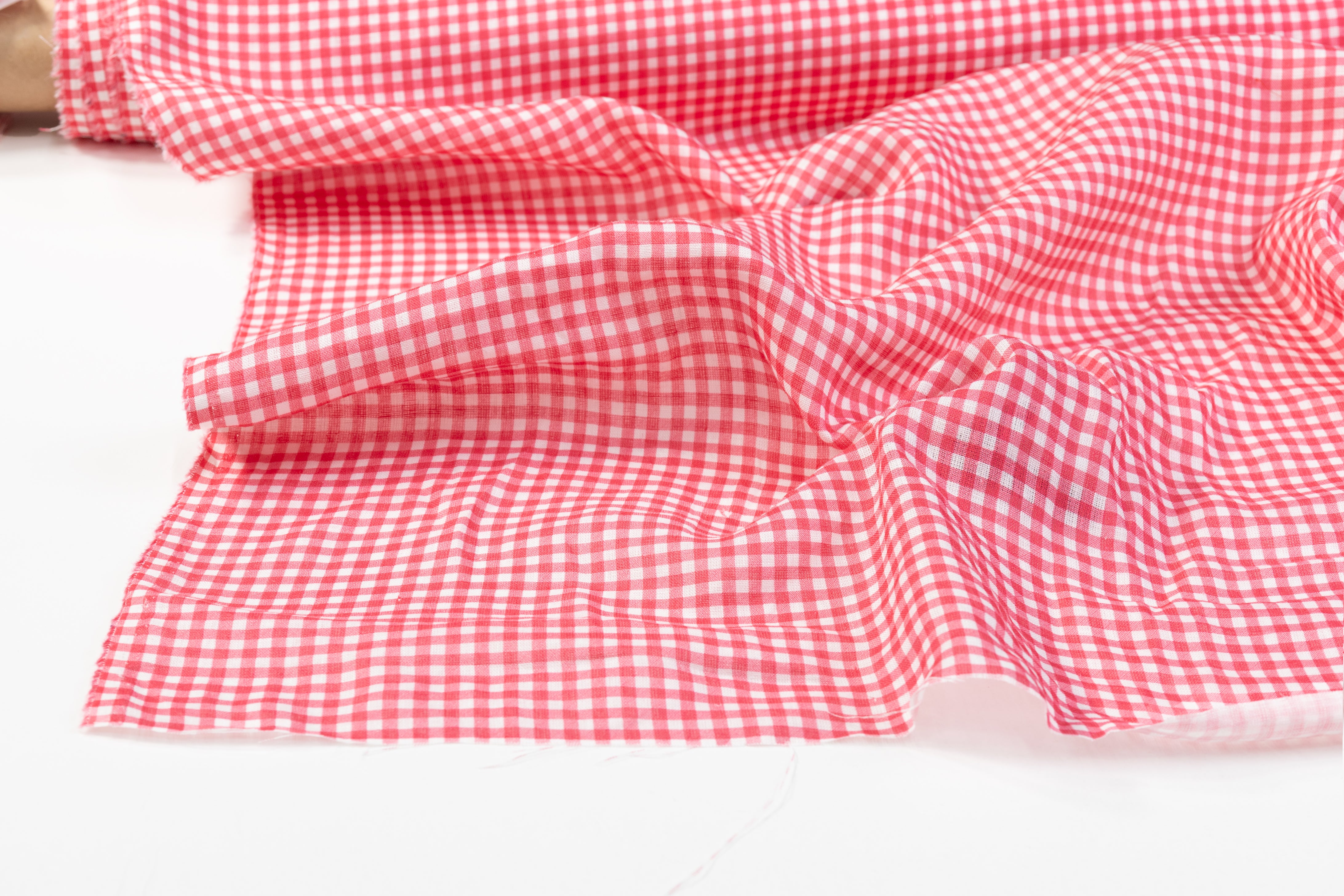 Gingham Check Italian Linen - Pink