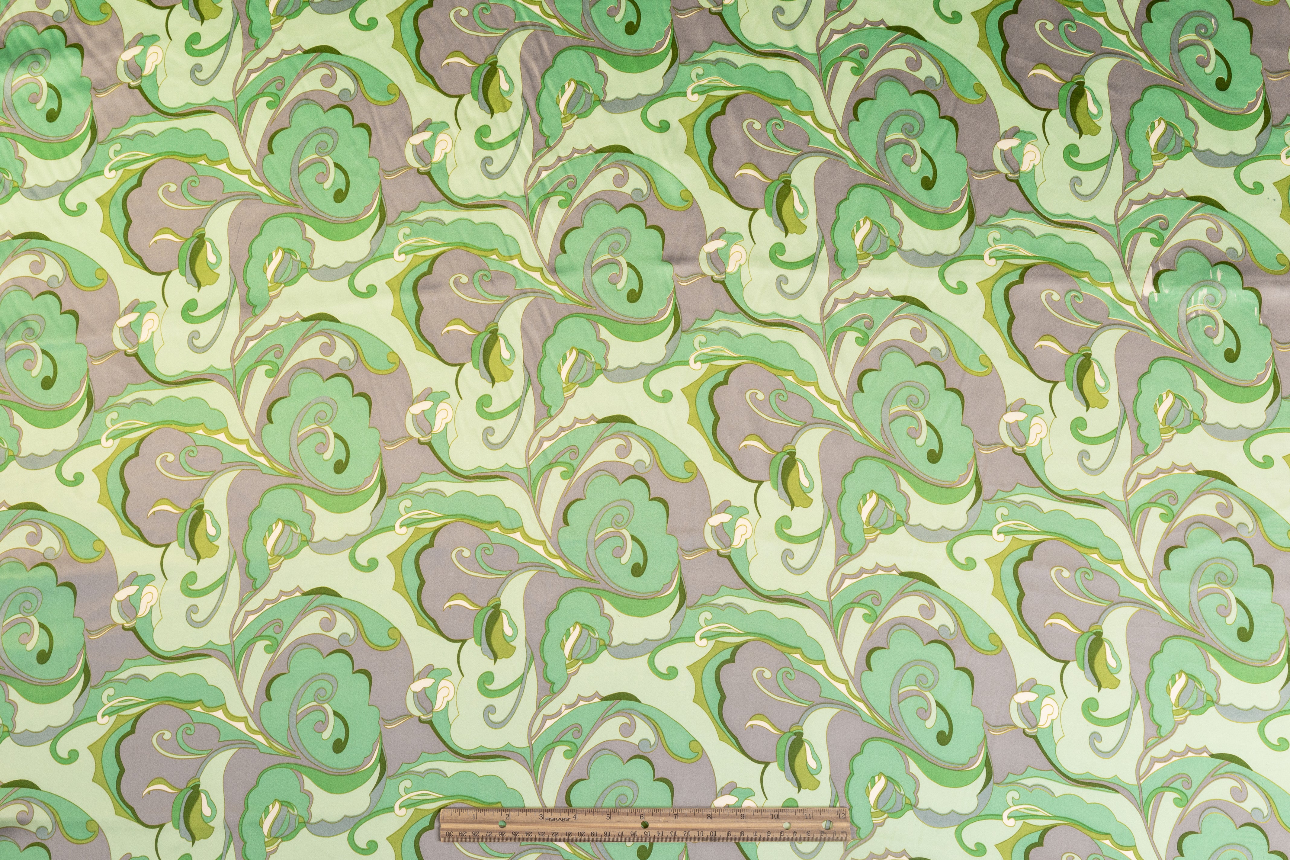 Abstract Silk Charmeuse - Green