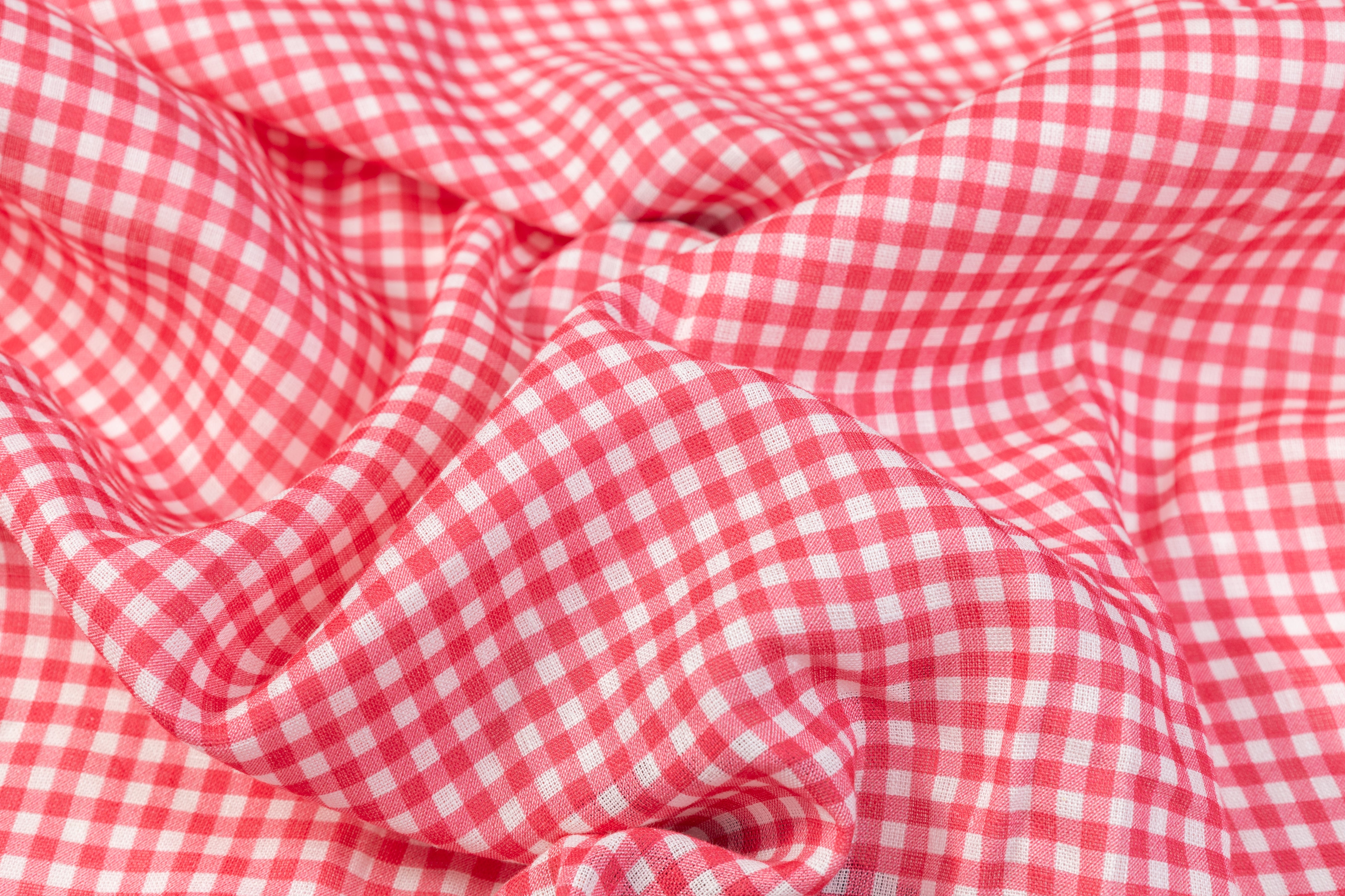 Gingham Check Italian Linen - Pink