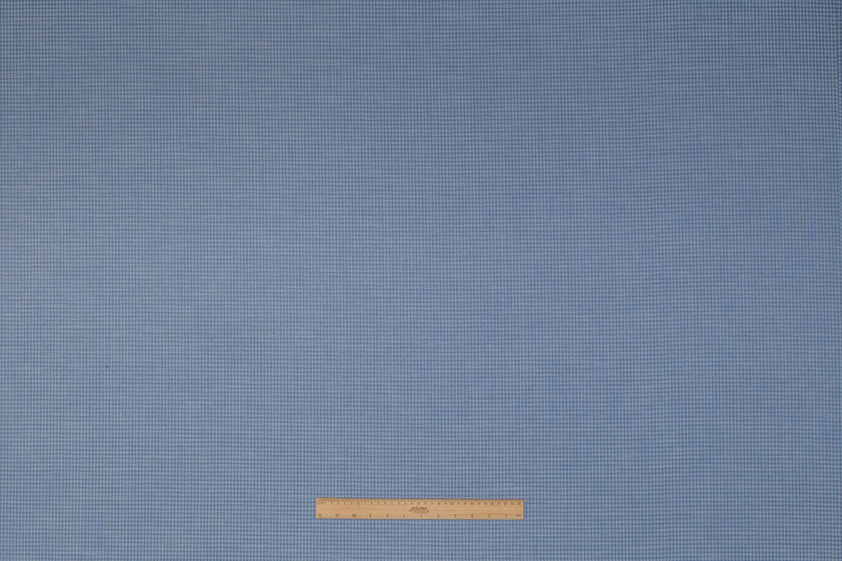 Micro Plaid Italian Wool Cotton Silk Suiting - Blue