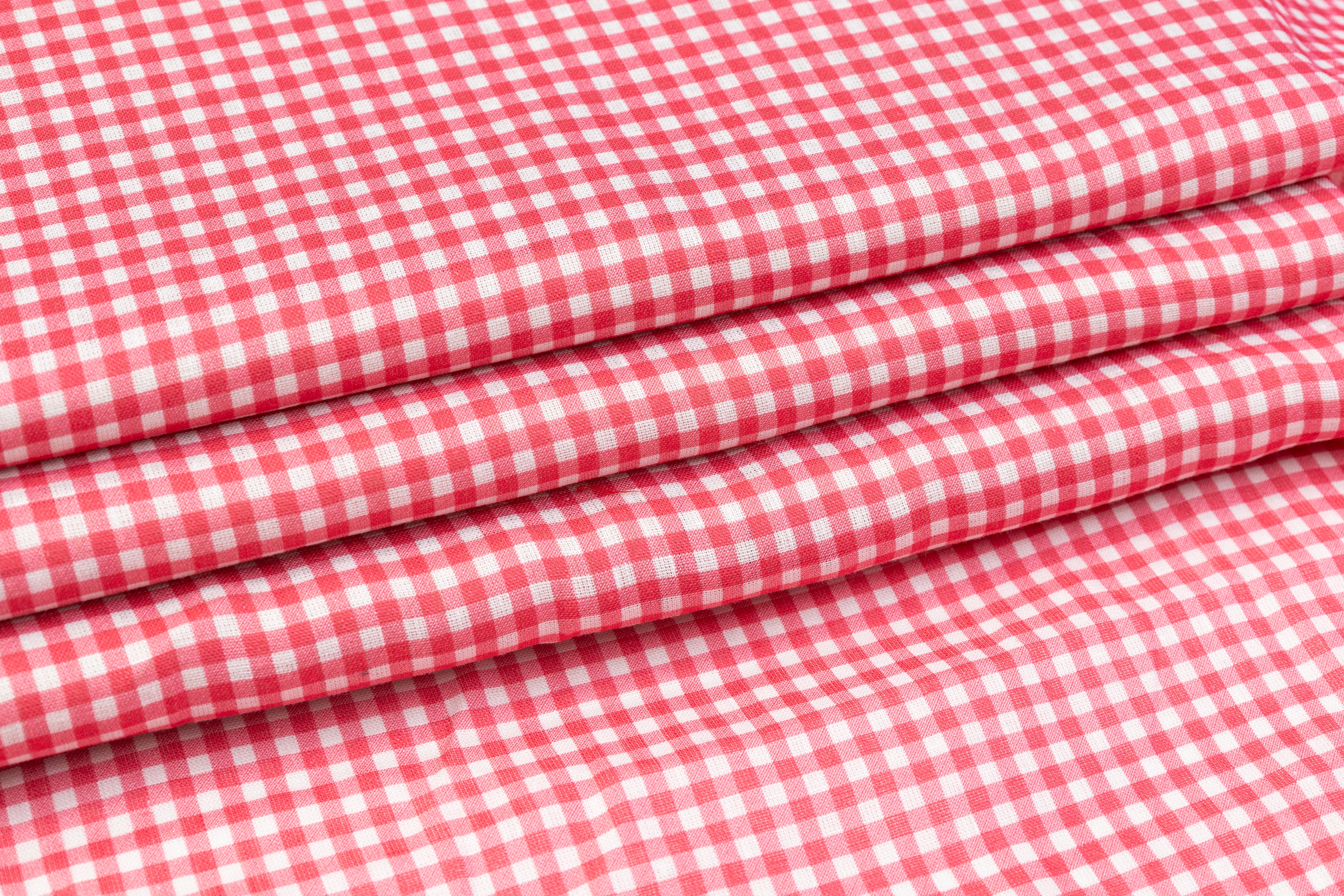 Gingham Check Italian Linen - Pink