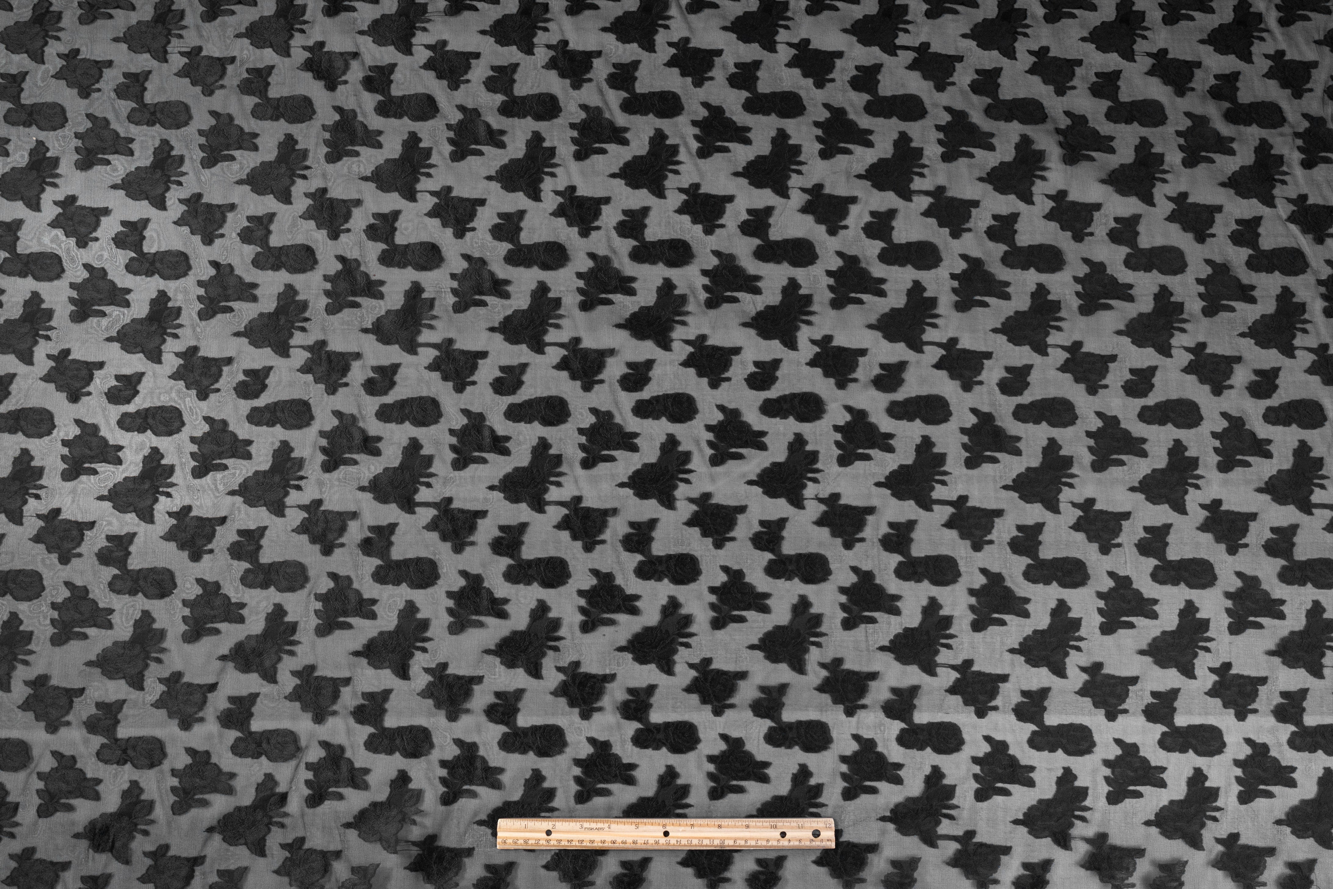 Floral Silk Organza Fil Coupé - Black