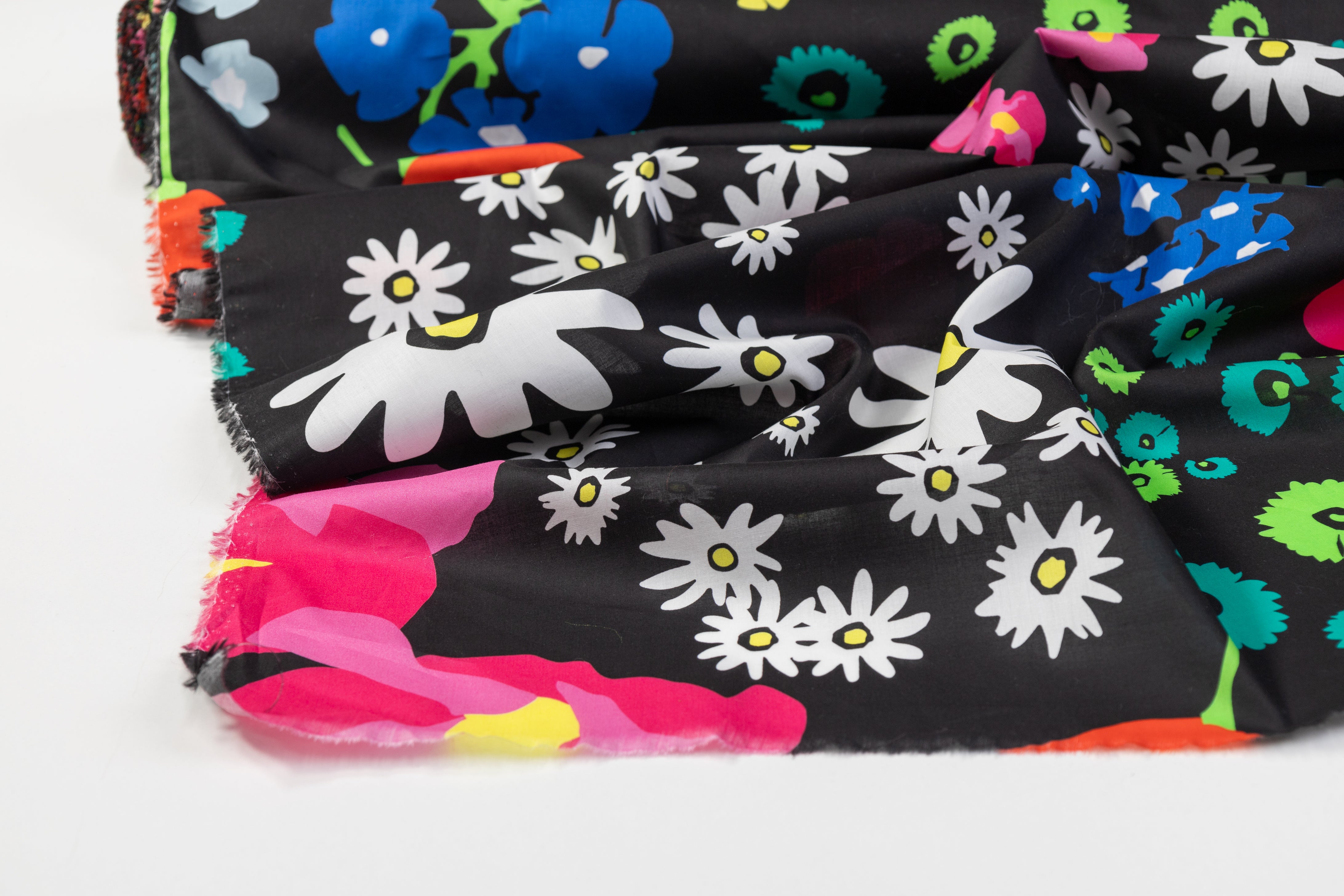 Floral Italian Cotton Lawn - Black / Multicolor