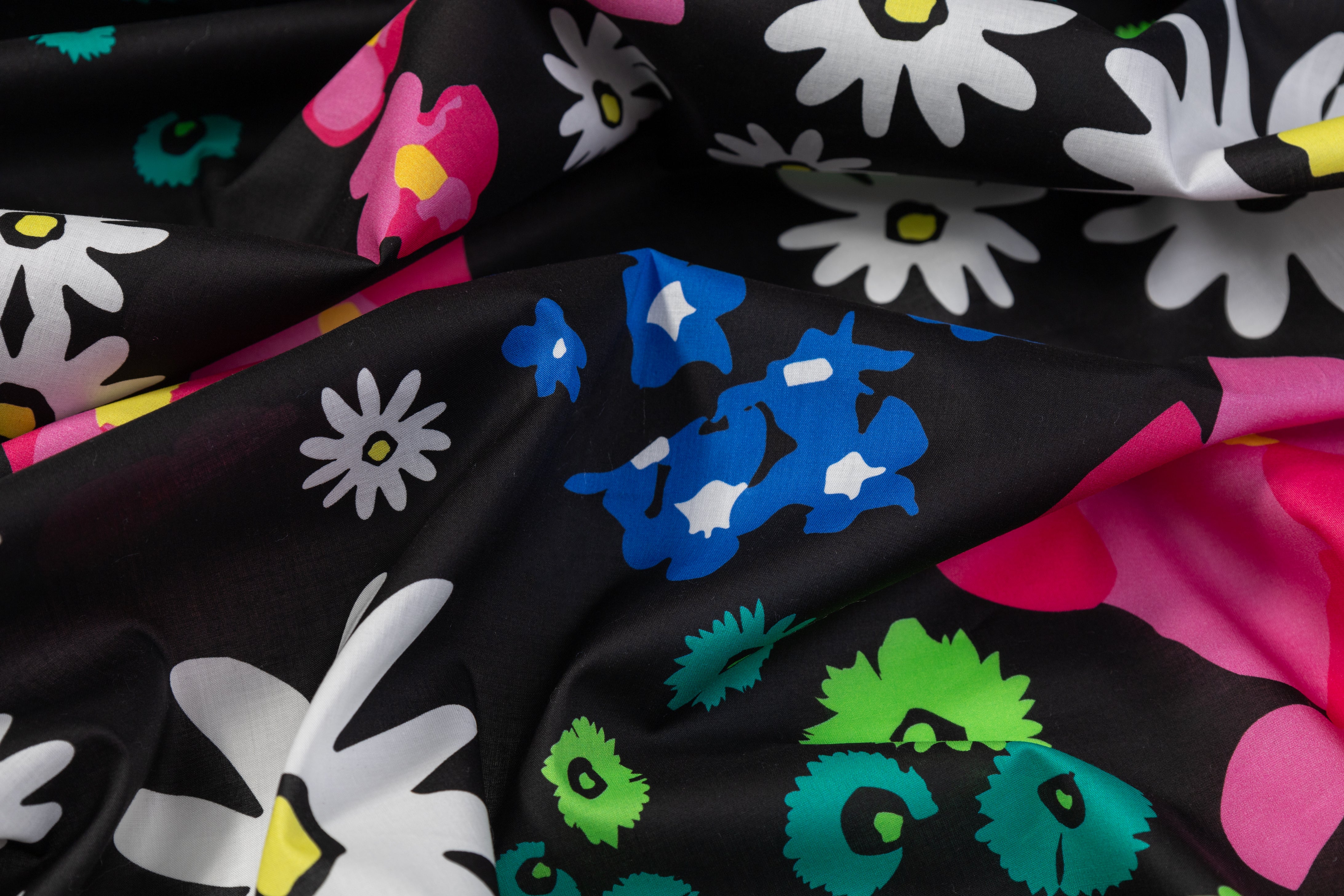 Floral Italian Cotton Lawn - Black / Multicolor