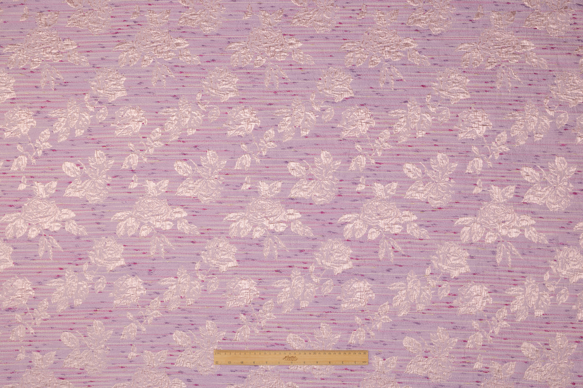 Floral Italian Silk Blend Tweed Brocade - Lilac / Pink