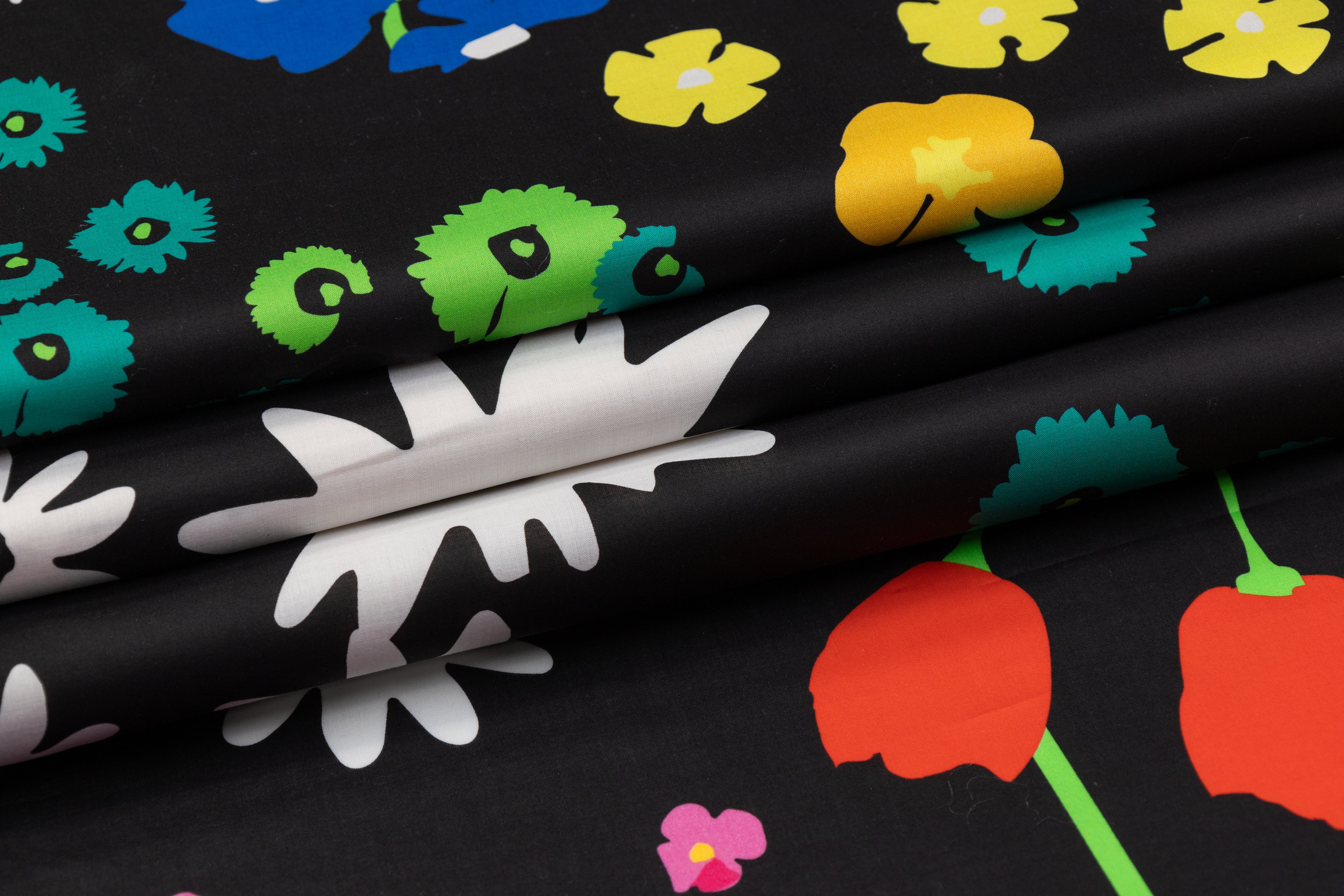 Floral Italian Cotton Lawn - Black / Multicolor