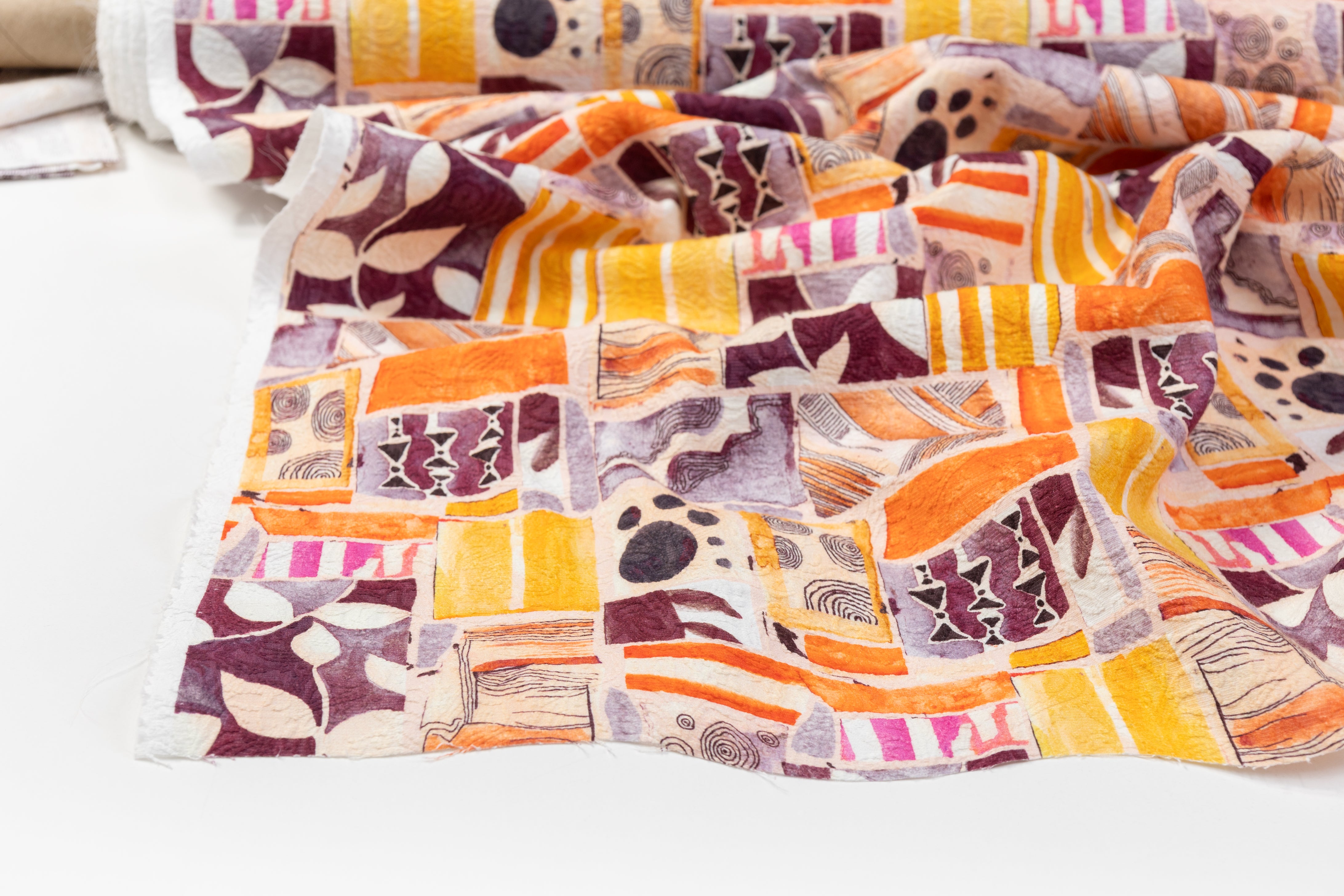 Printed Italian Cotton Brocade - Multicolor