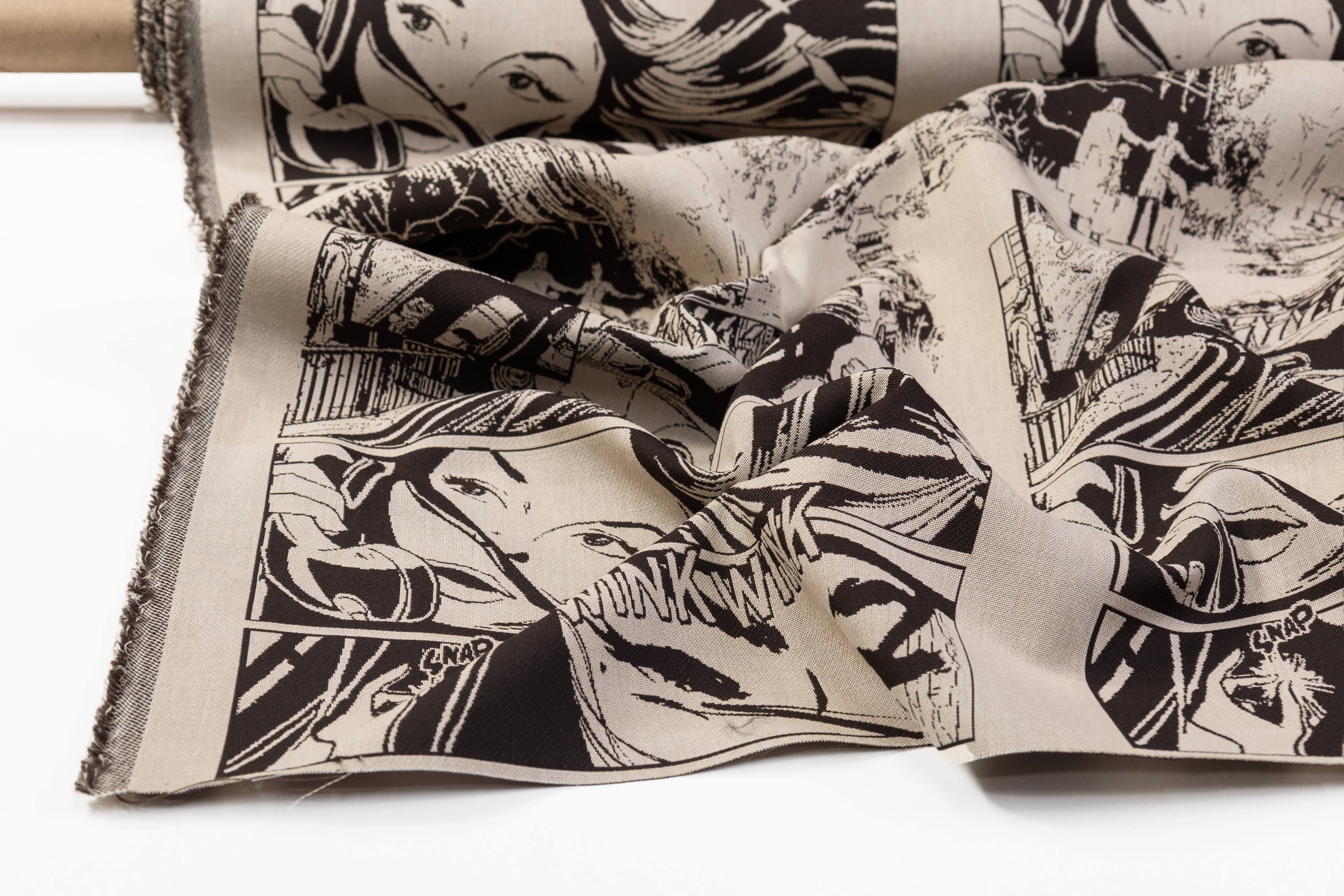 Pop Art Poly Cotton Italian Jacquard - Beige / Brown