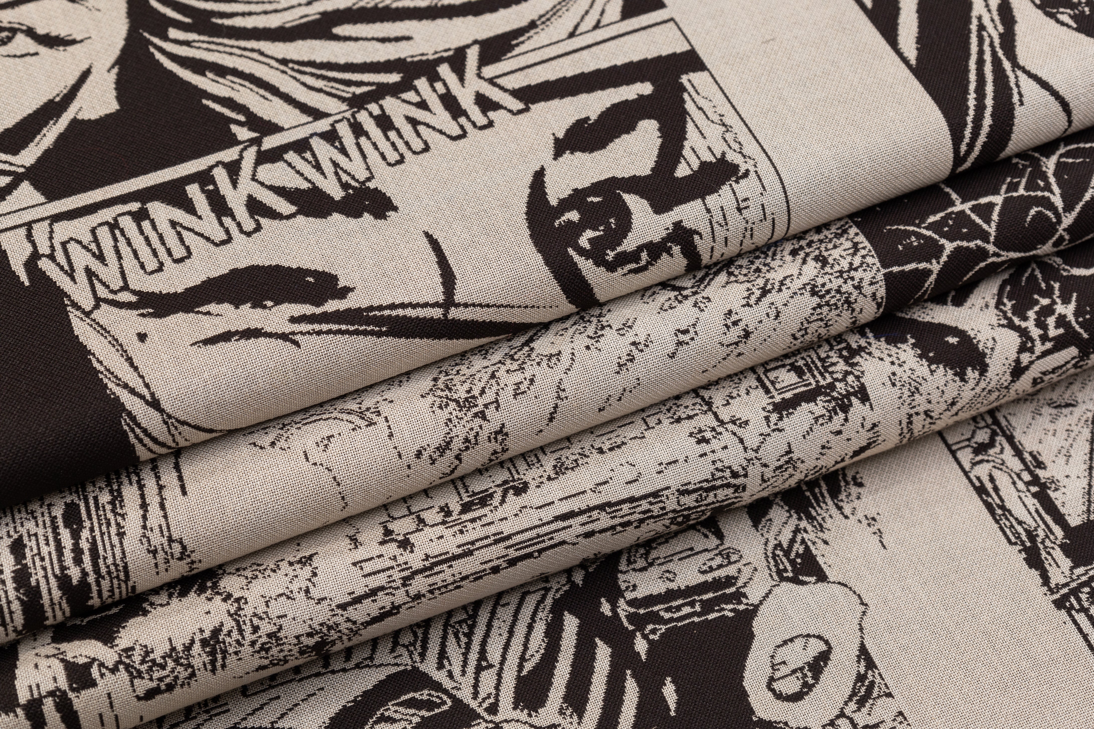 Pop Art Poly Cotton Italian Jacquard - Beige / Brown