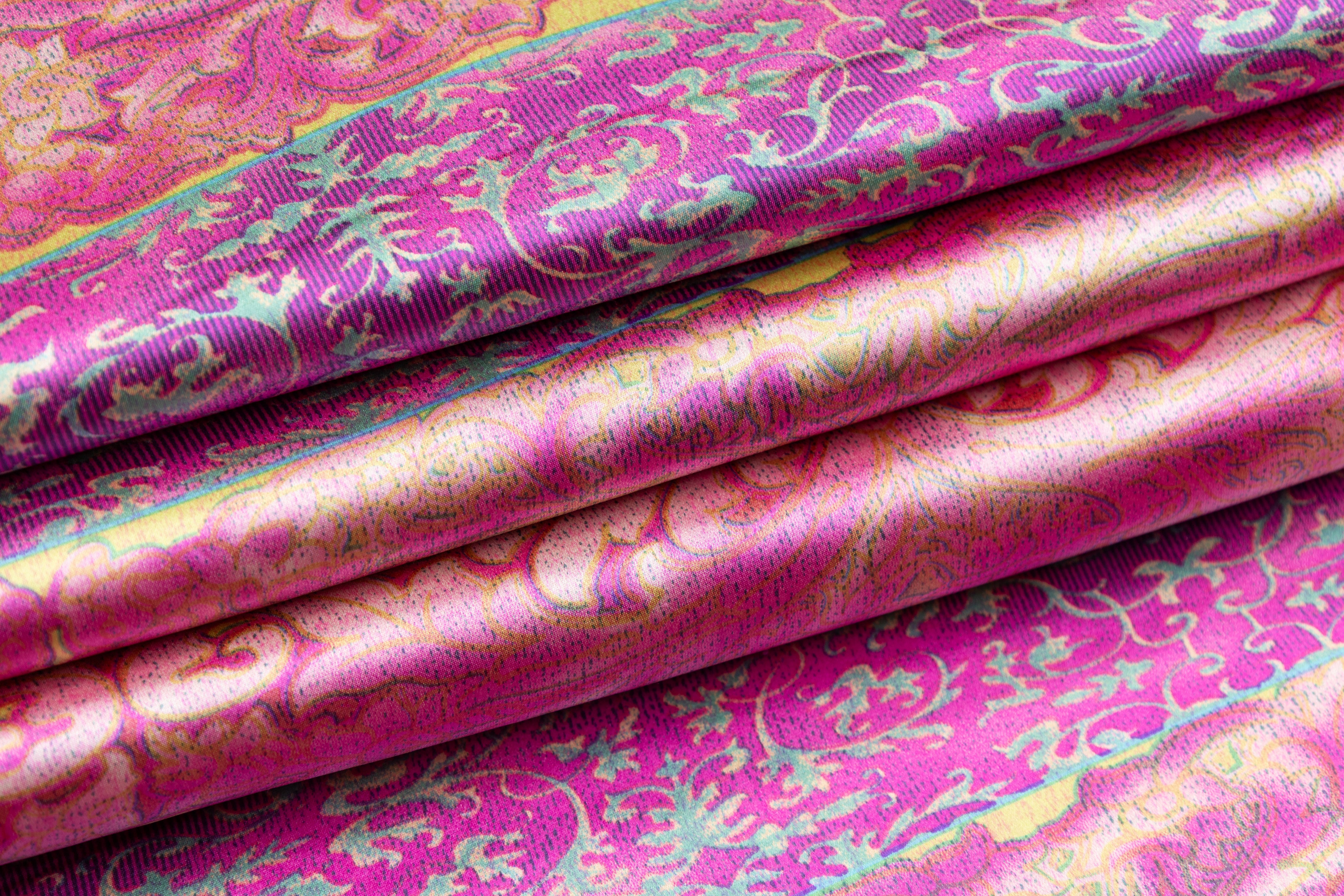 Printed Italian Silk Charmeuse - Pink