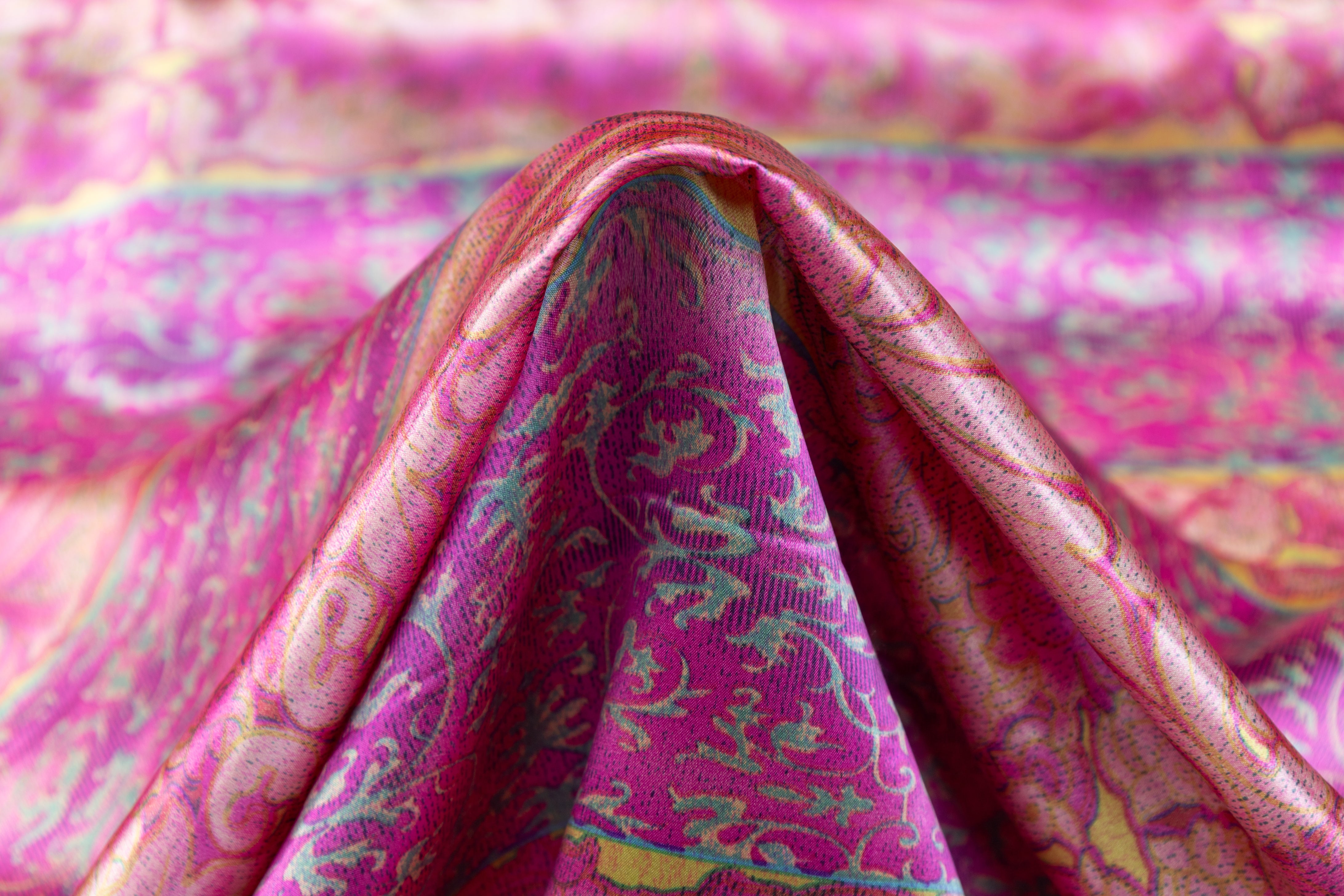 Printed Italian Silk Charmeuse - Pink