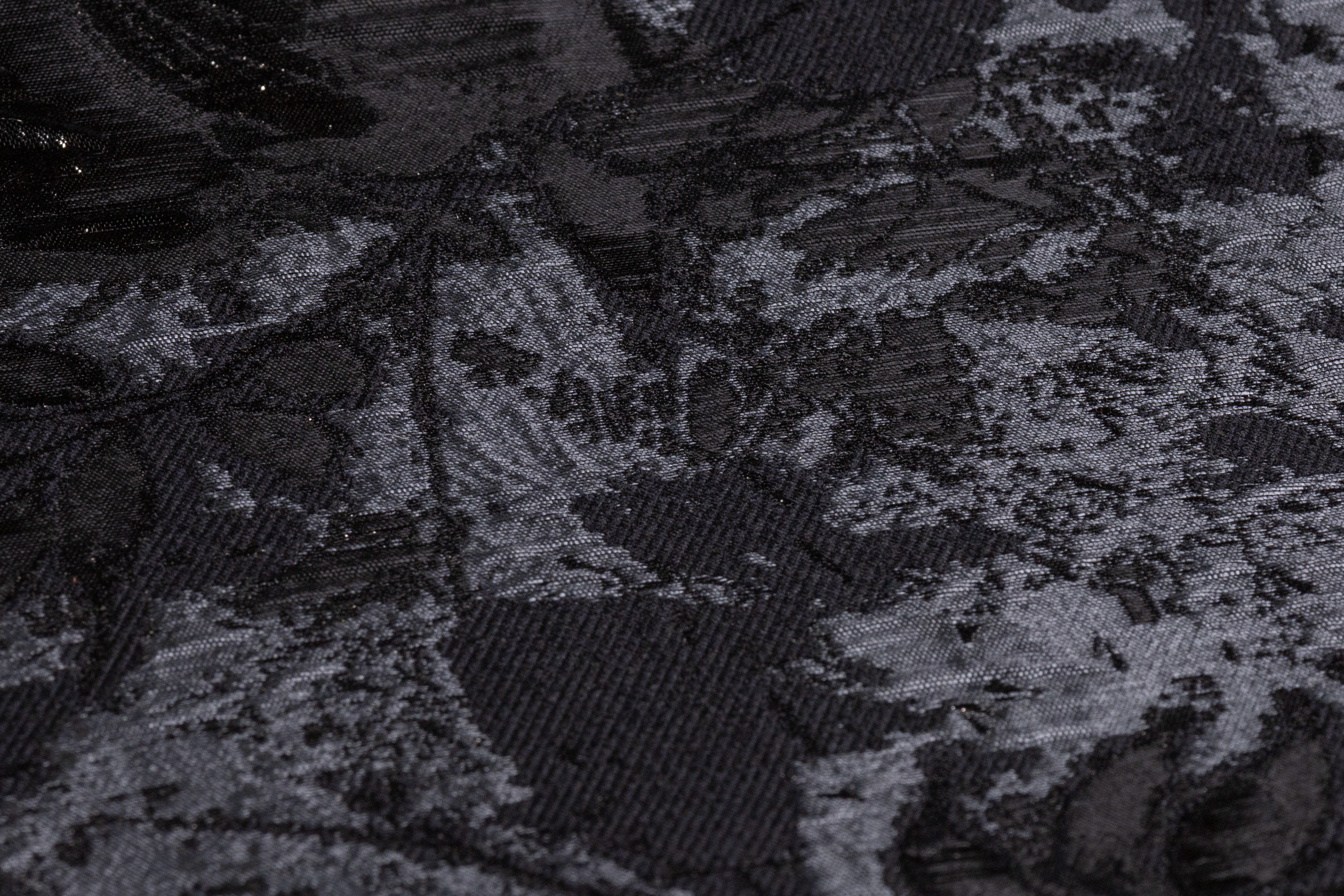Floral Metallic Cloqué Brocade - Black / Gray