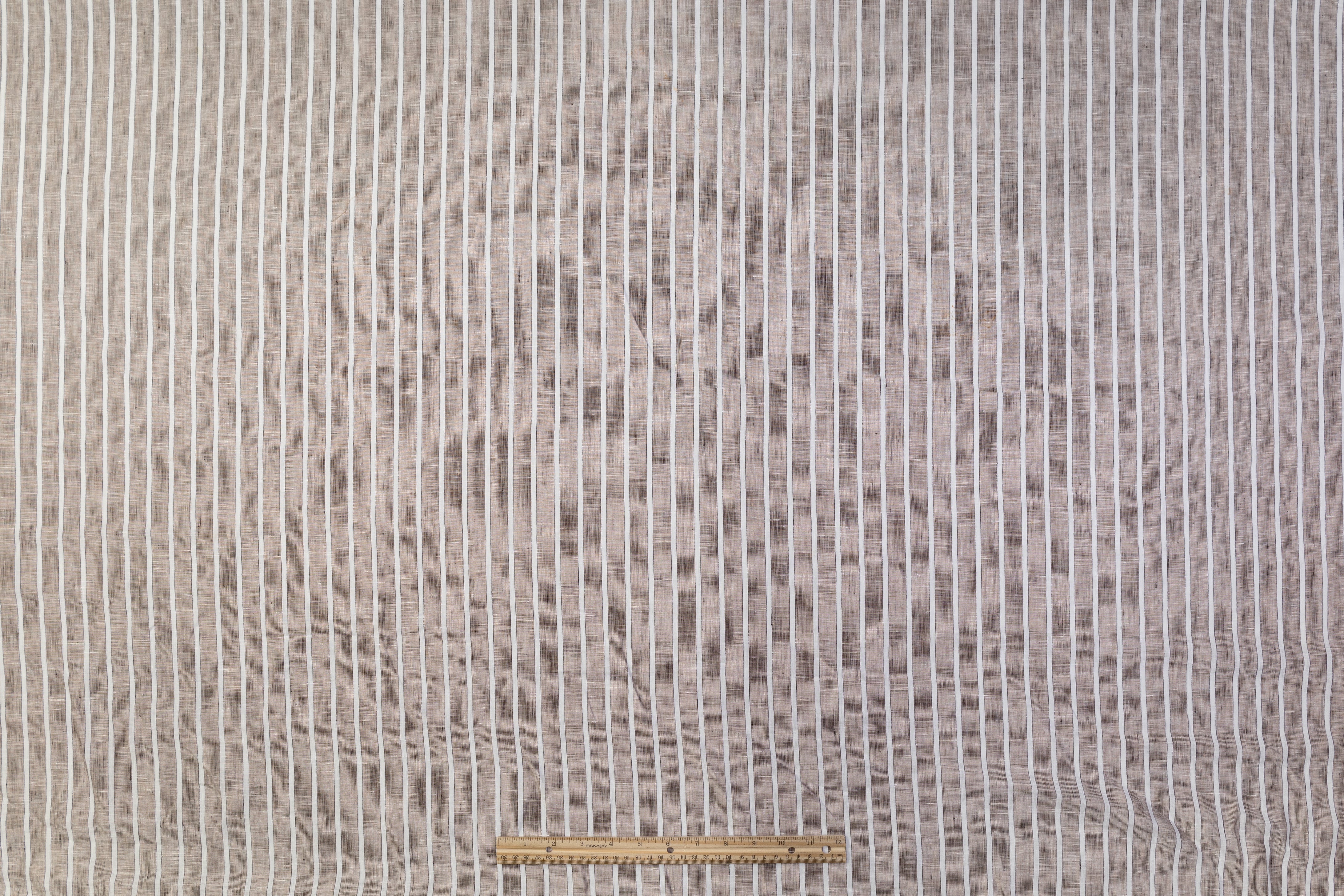 Striped Italian Linen - Taupe / White