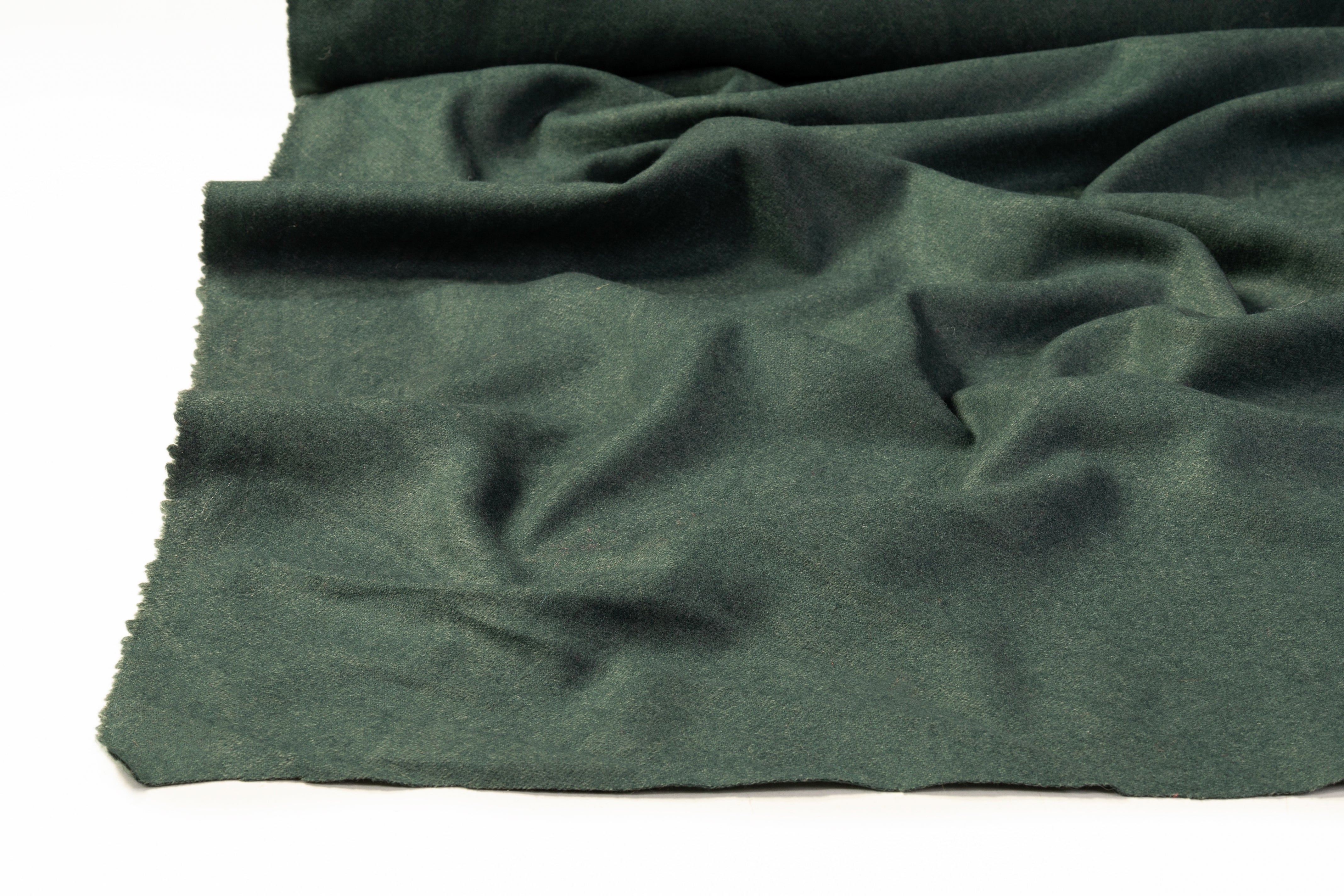 Subtle Damask Print Wool Blend Coating - Green