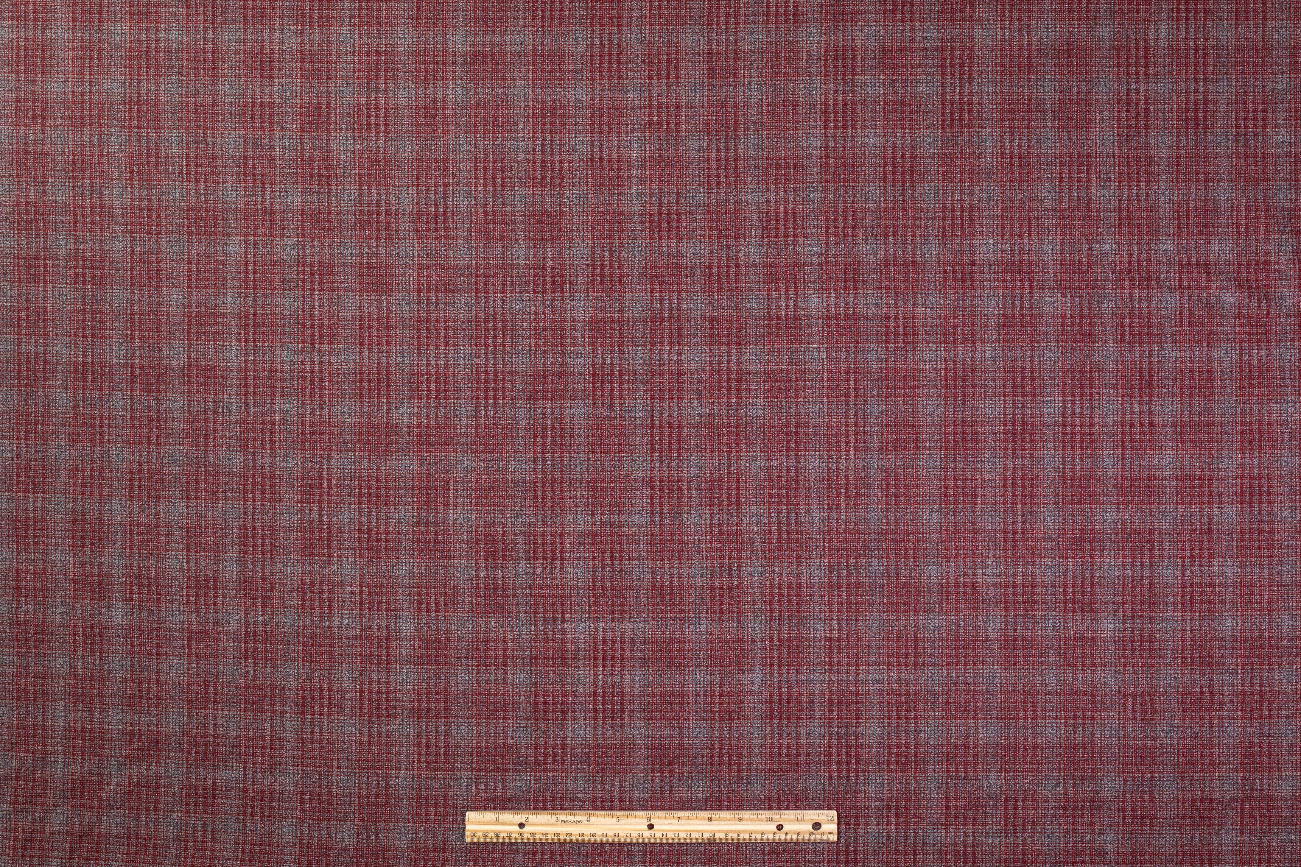 Checked Italian Wool Suiting - Red / Gray