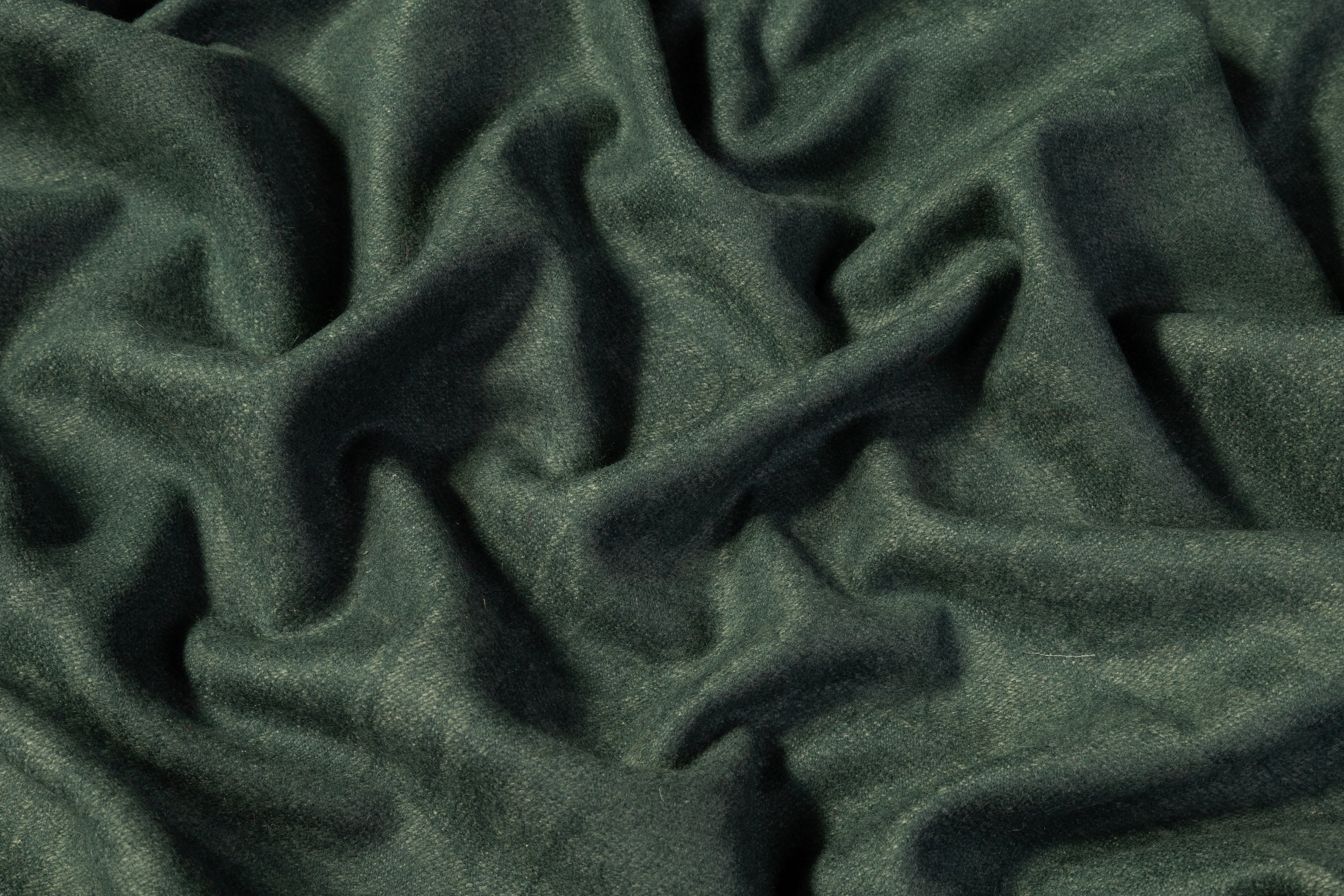 Subtle Damask Print Wool Blend Coating - Green