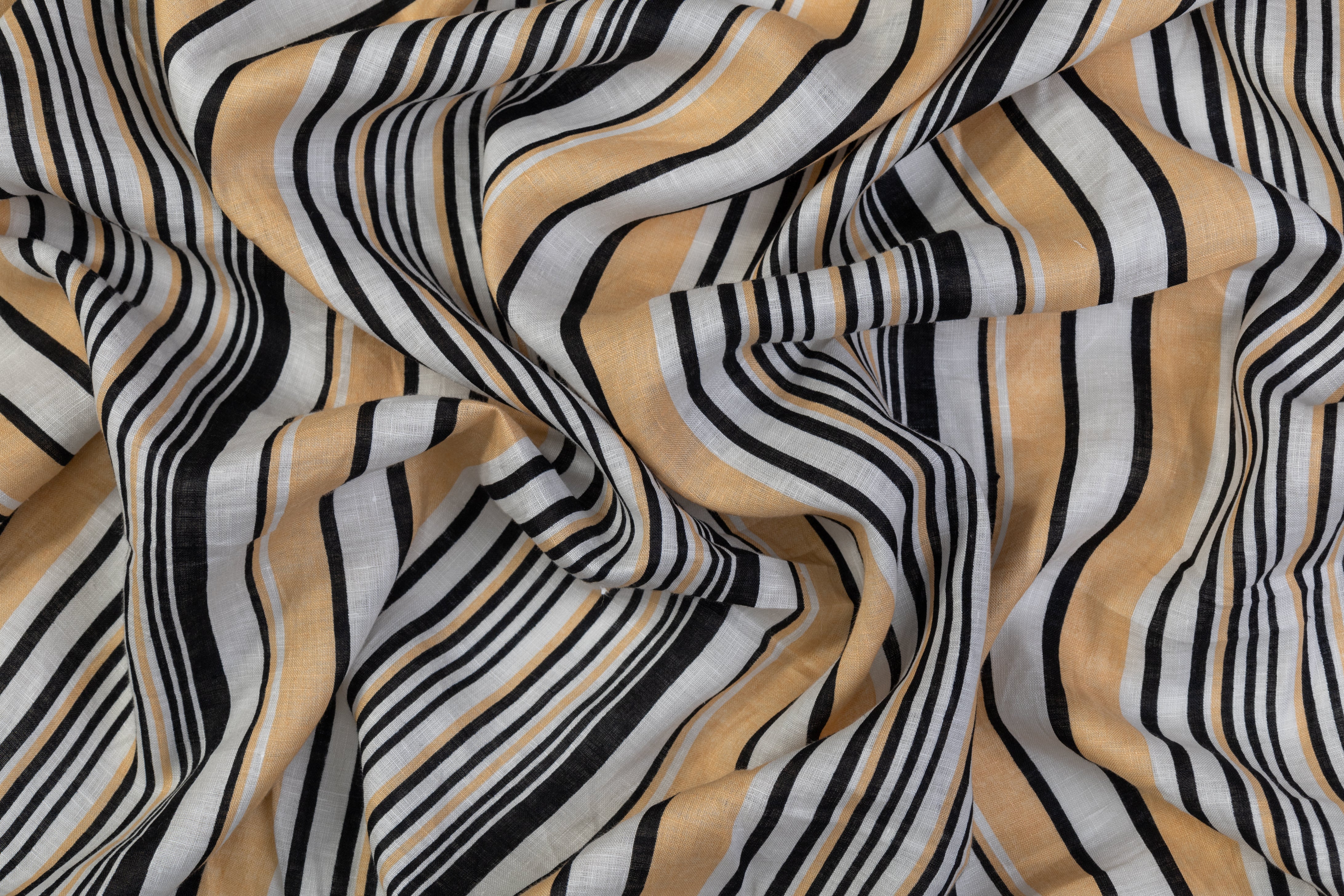 Striped Italian Linen - Beige / Black / White