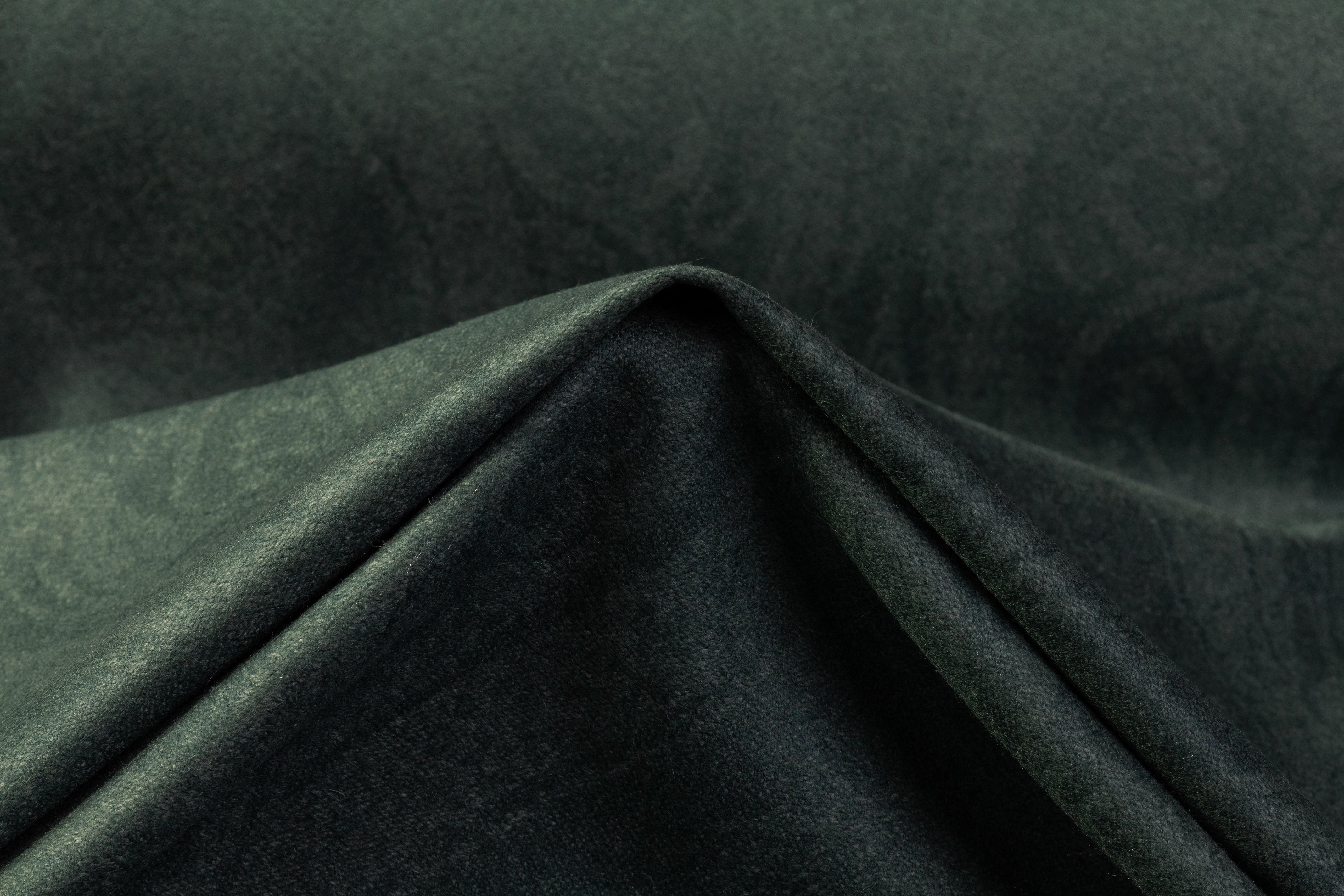 Subtle Damask Print Wool Blend Coating - Green