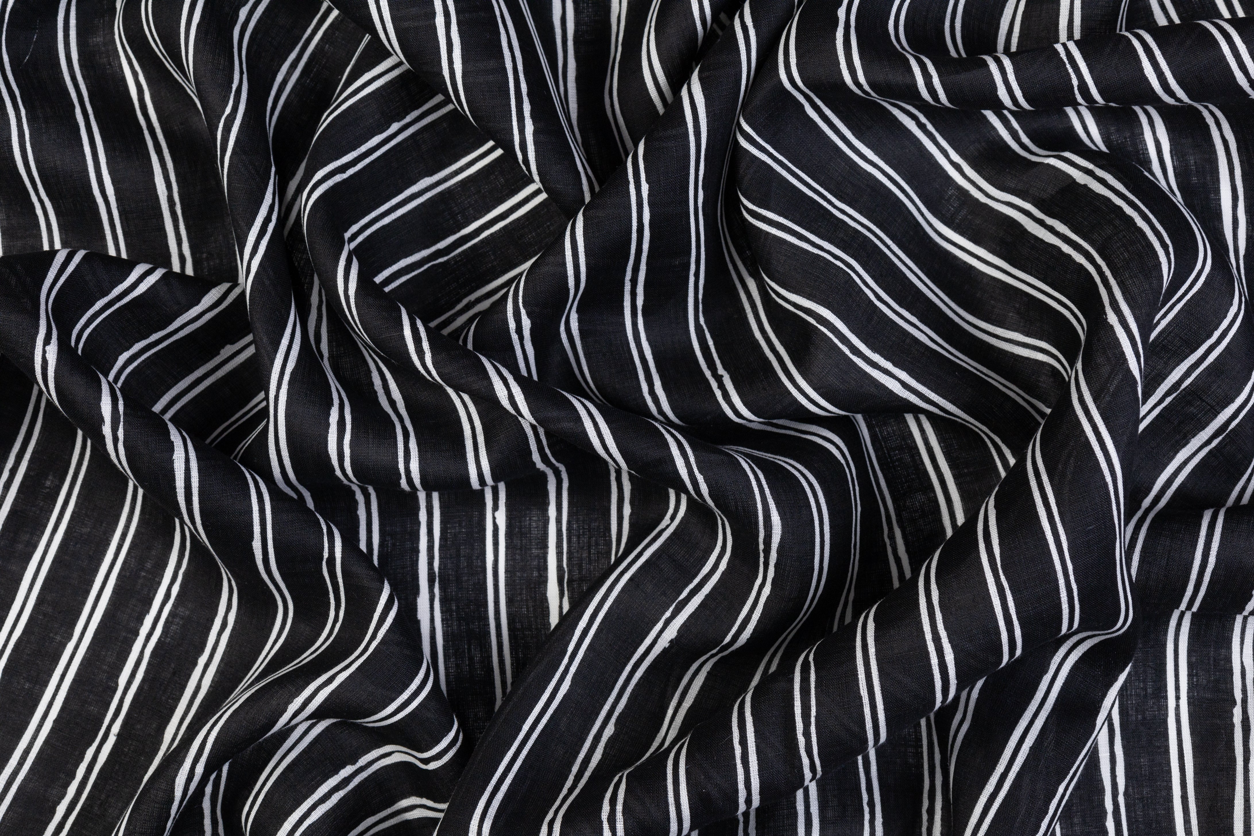 Striped Italian Linen - Black / White