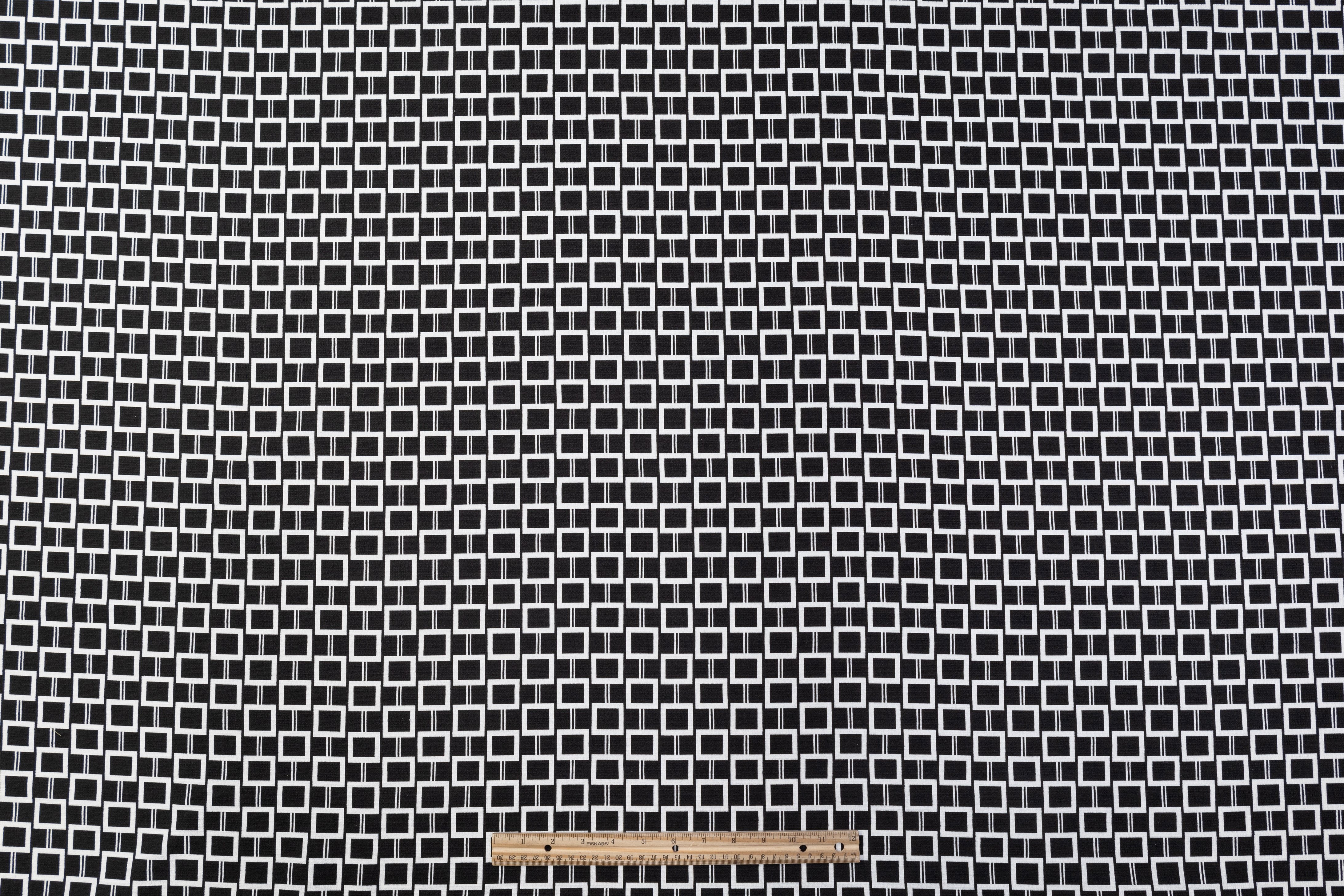 Printed Italian Viscose Tweed - Black / White