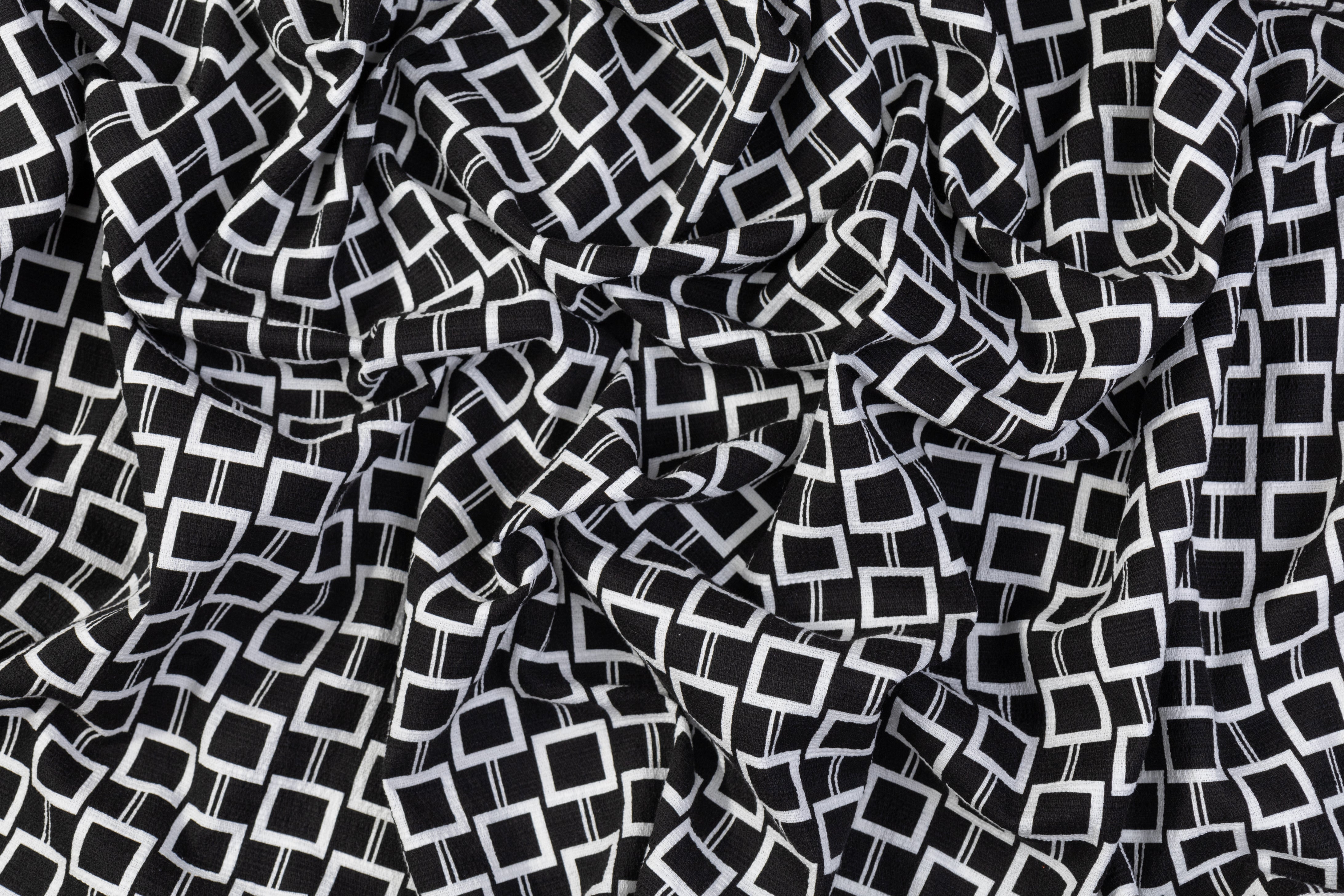 Printed Italian Viscose Tweed - Black / White