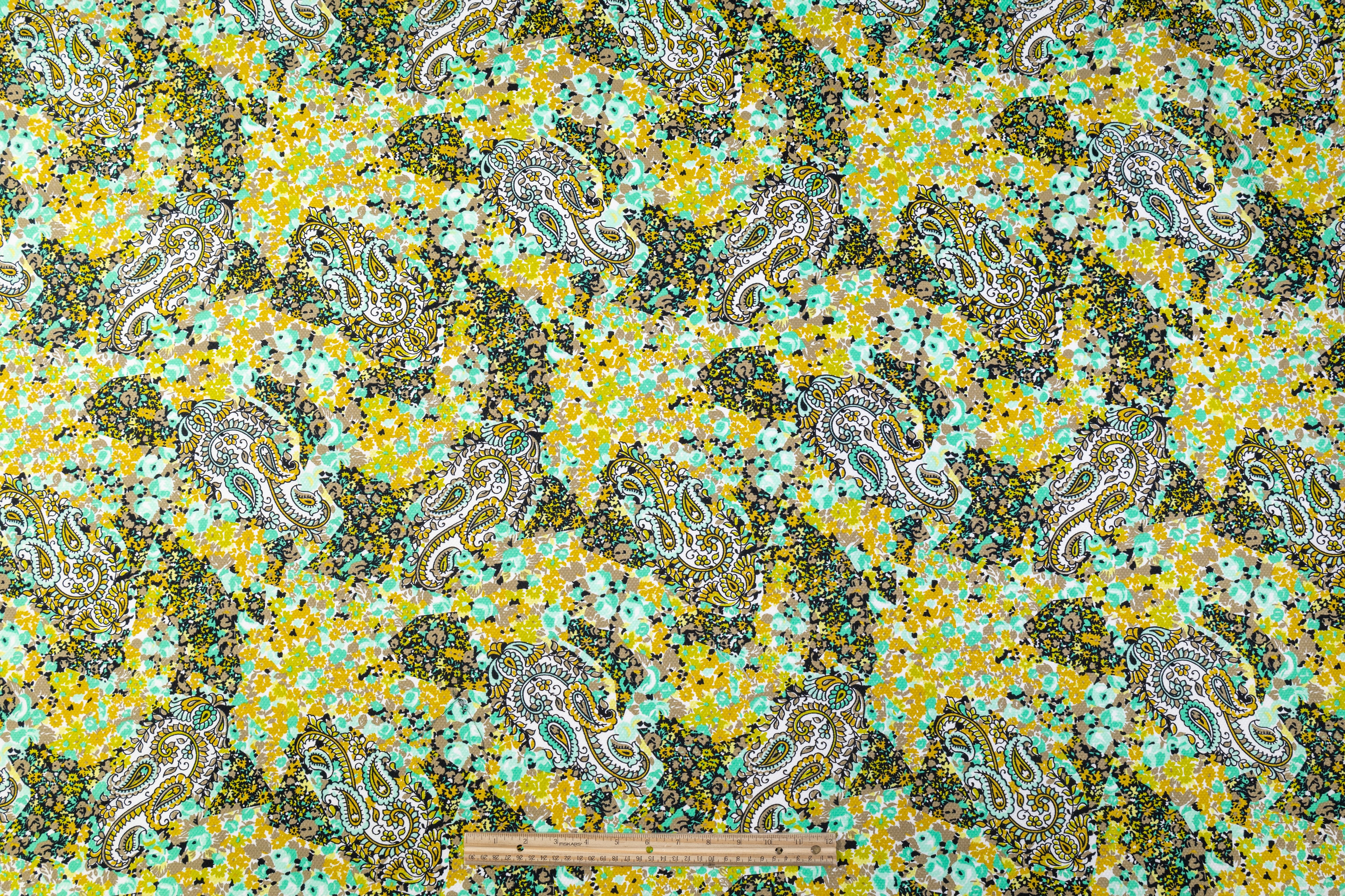 Paisley Printed Italian Cotton Pique - Multicolor