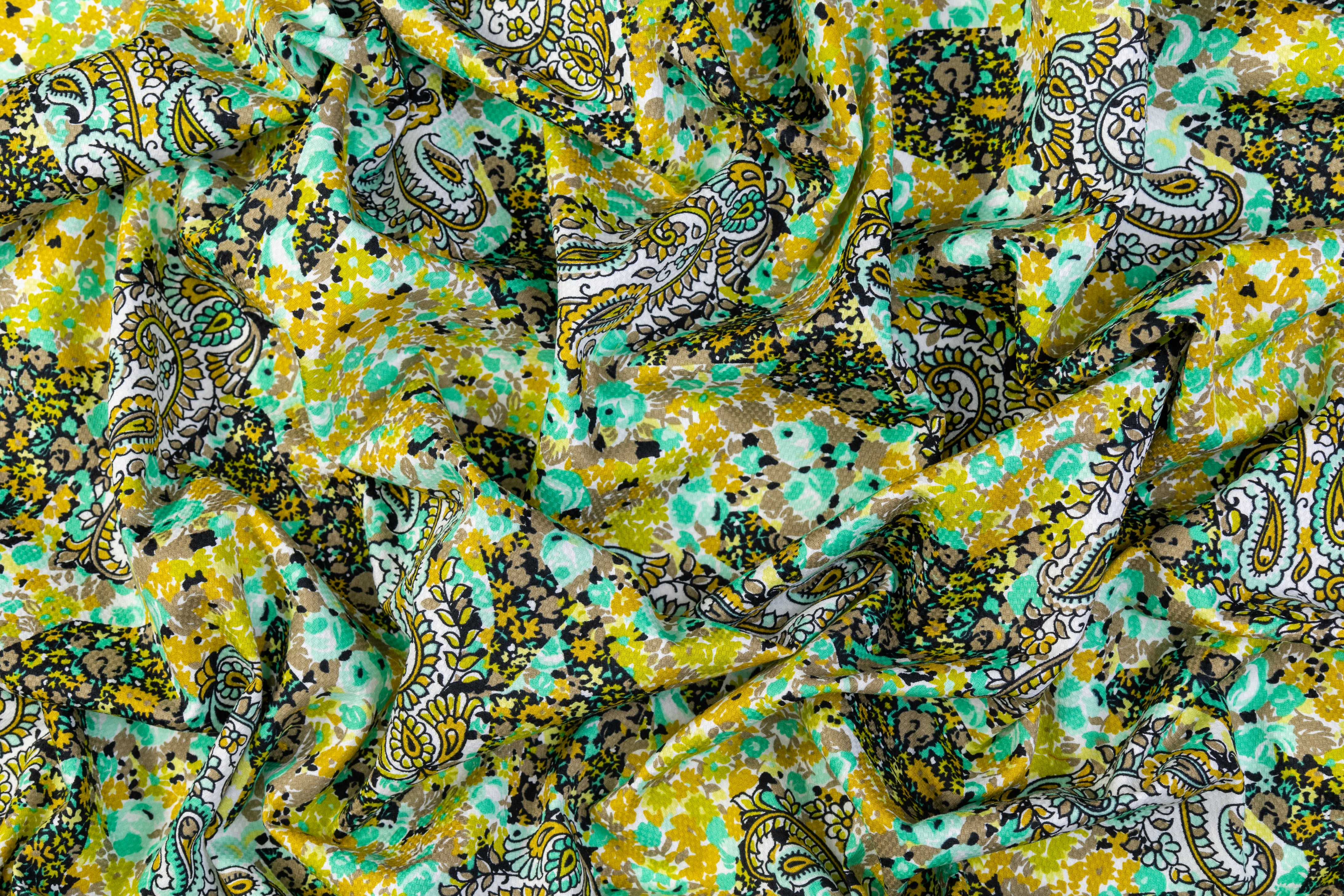 Paisley Printed Italian Cotton Pique - Multicolor
