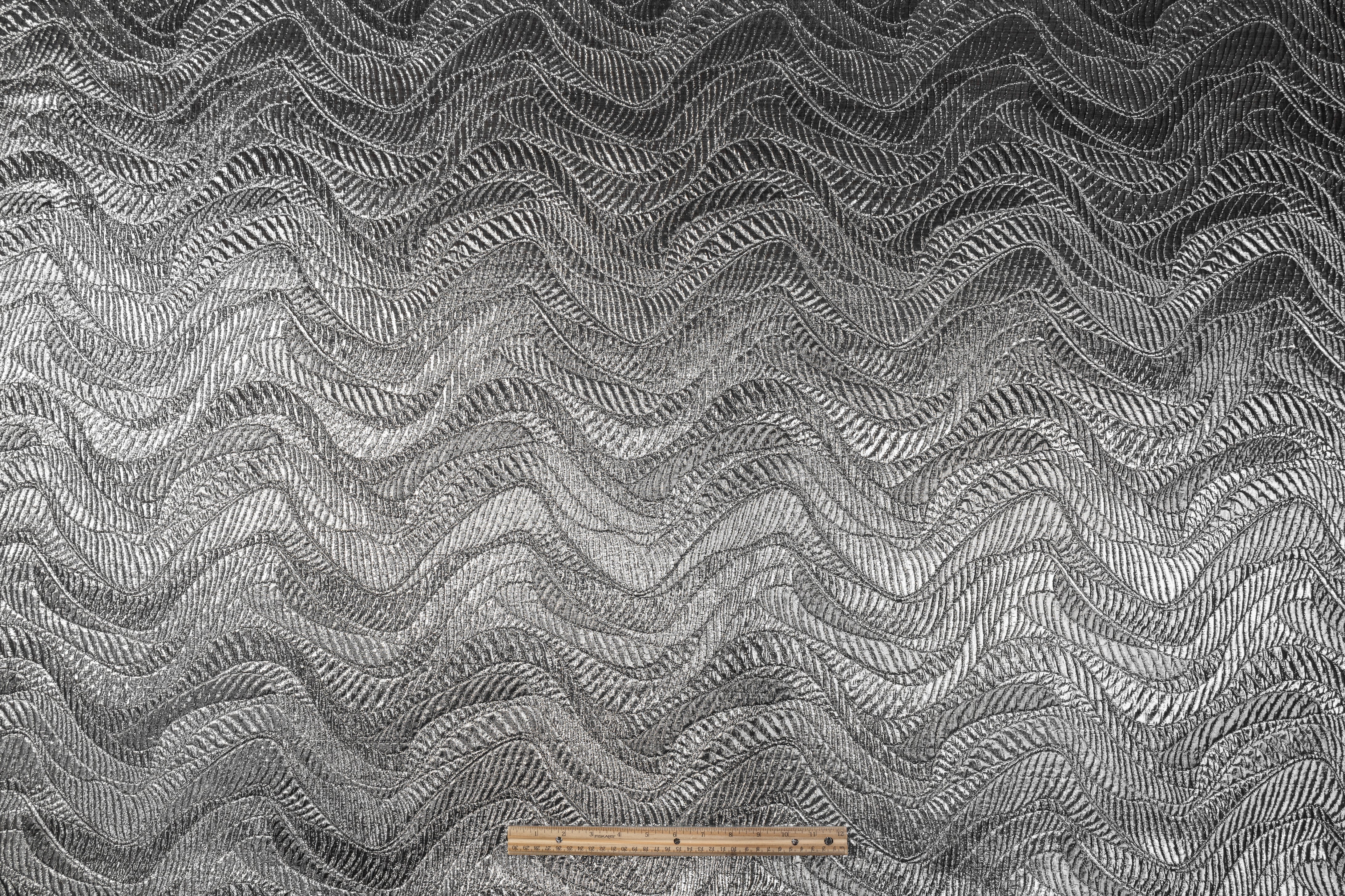 Abstract Metallic Matelassé Brocade - Gray Silver
