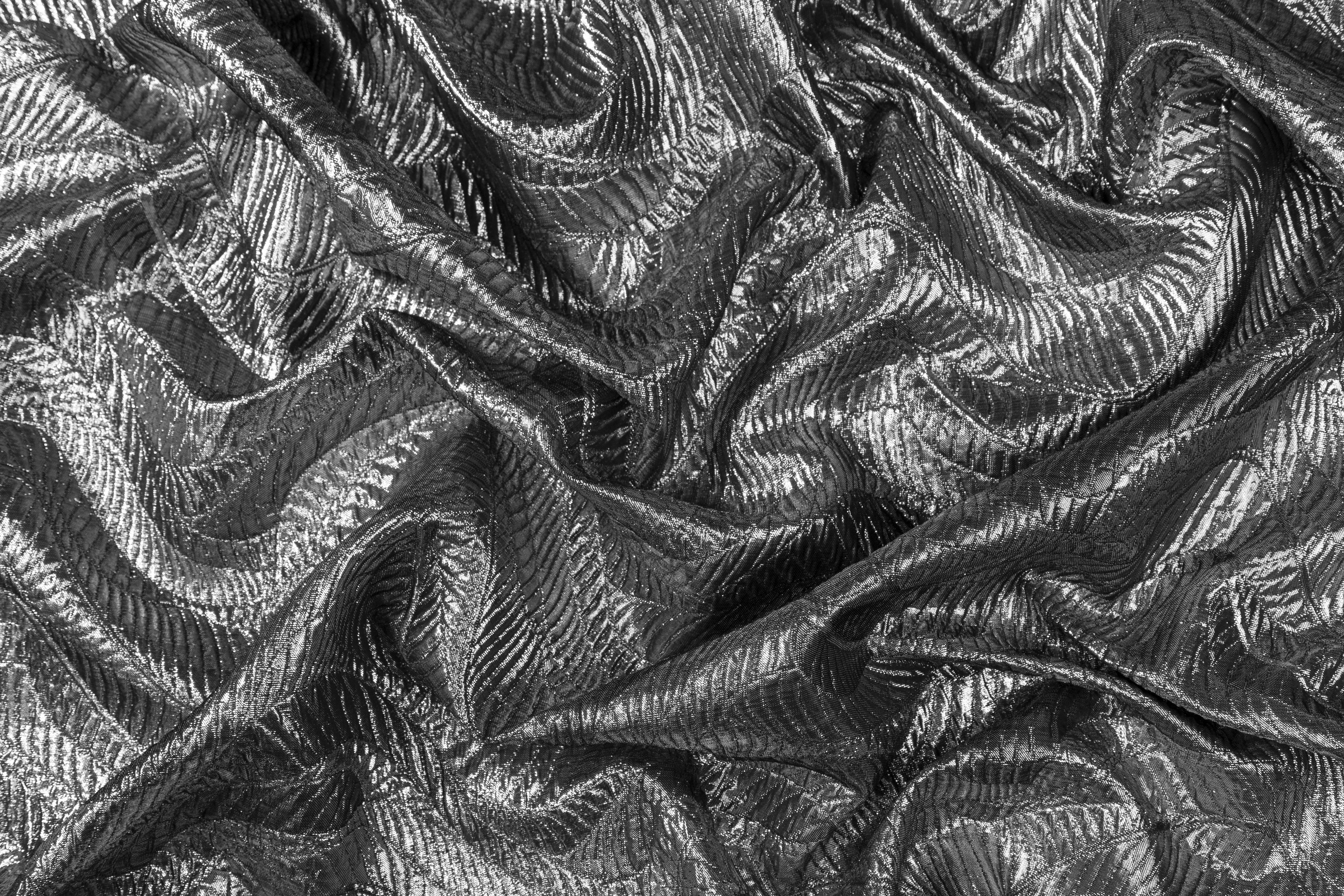 Abstract Metallic Matelassé Brocade - Gray Silver