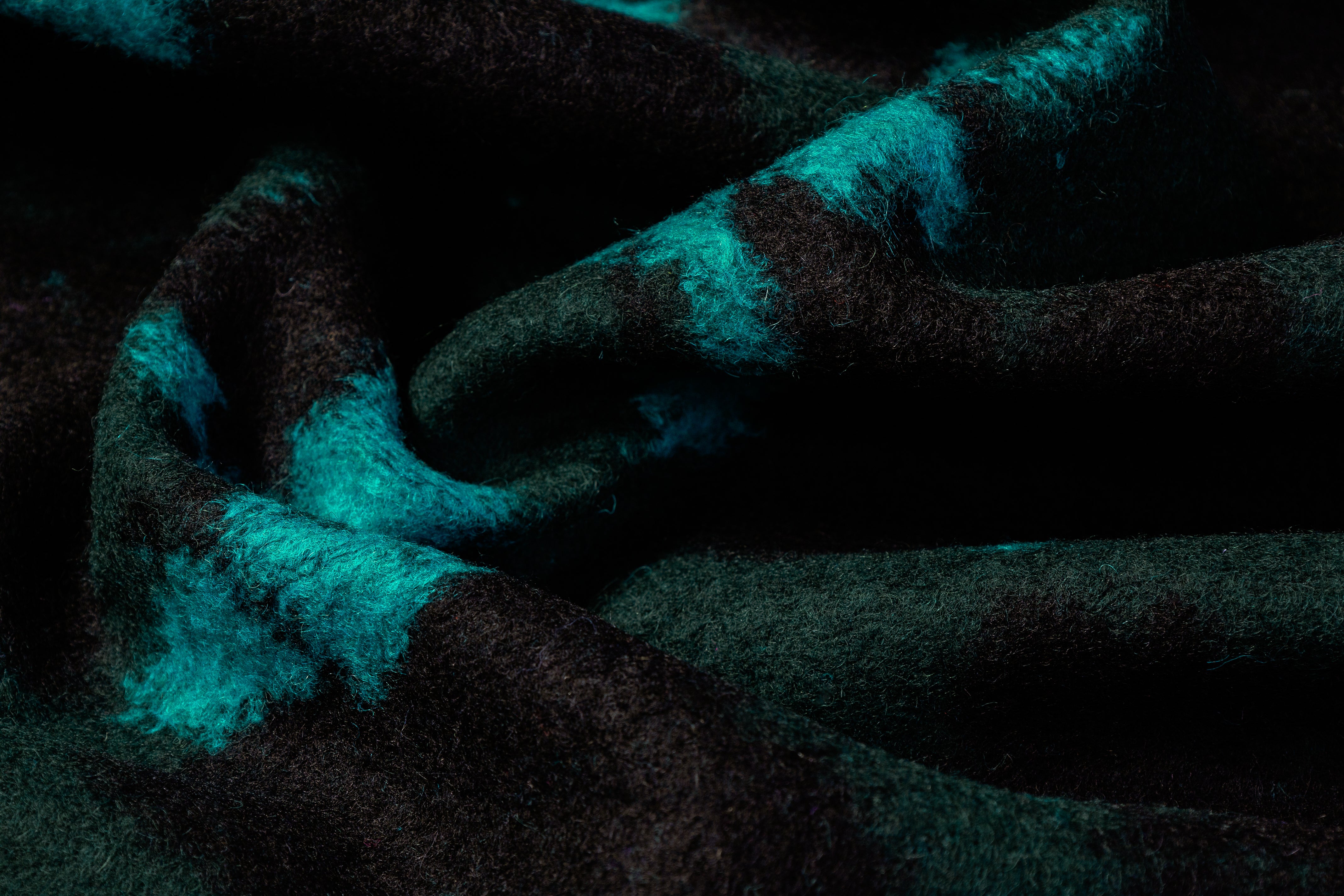 Abstract Italian Boiled Wool Blend Coating - Green / Black / Blue