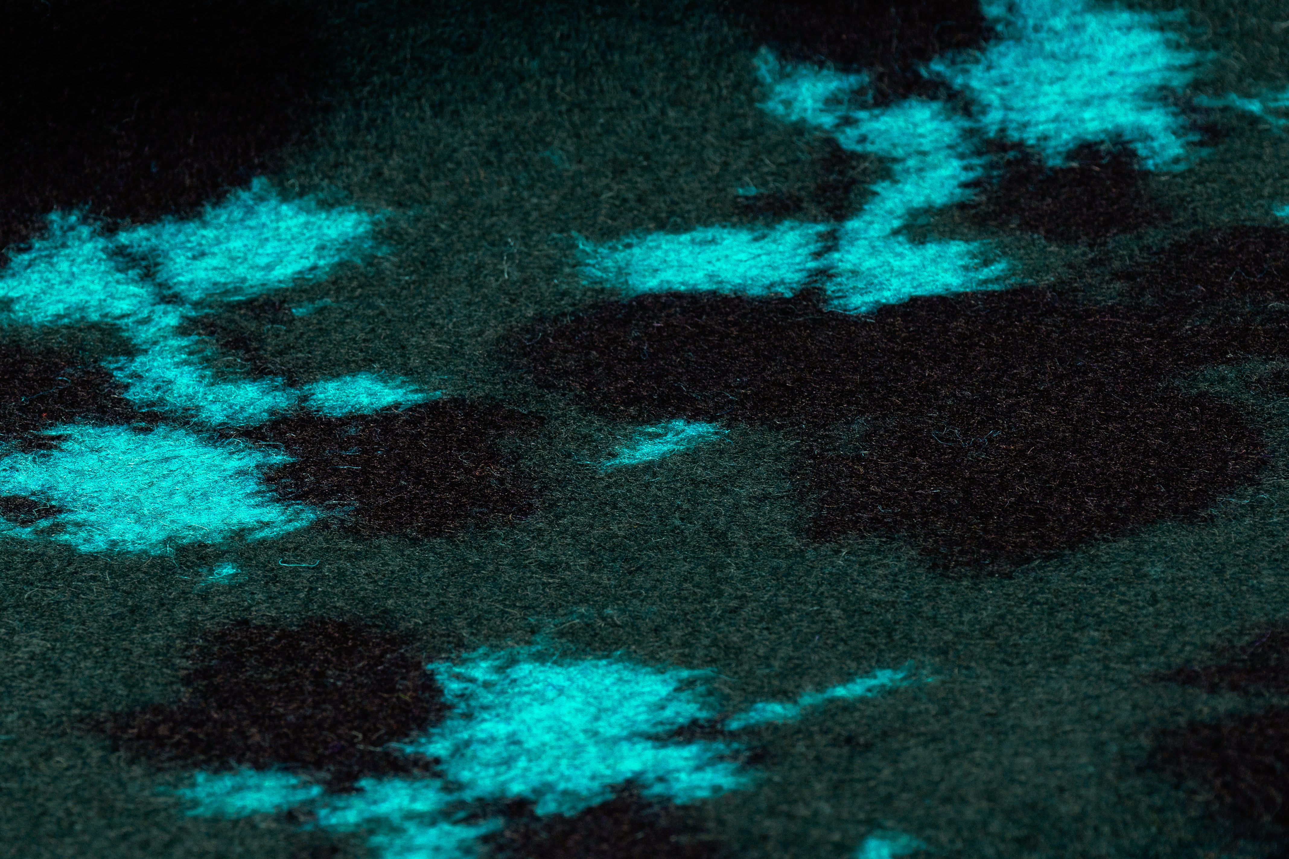 Abstract Italian Boiled Wool Blend Coating - Green / Black / Blue