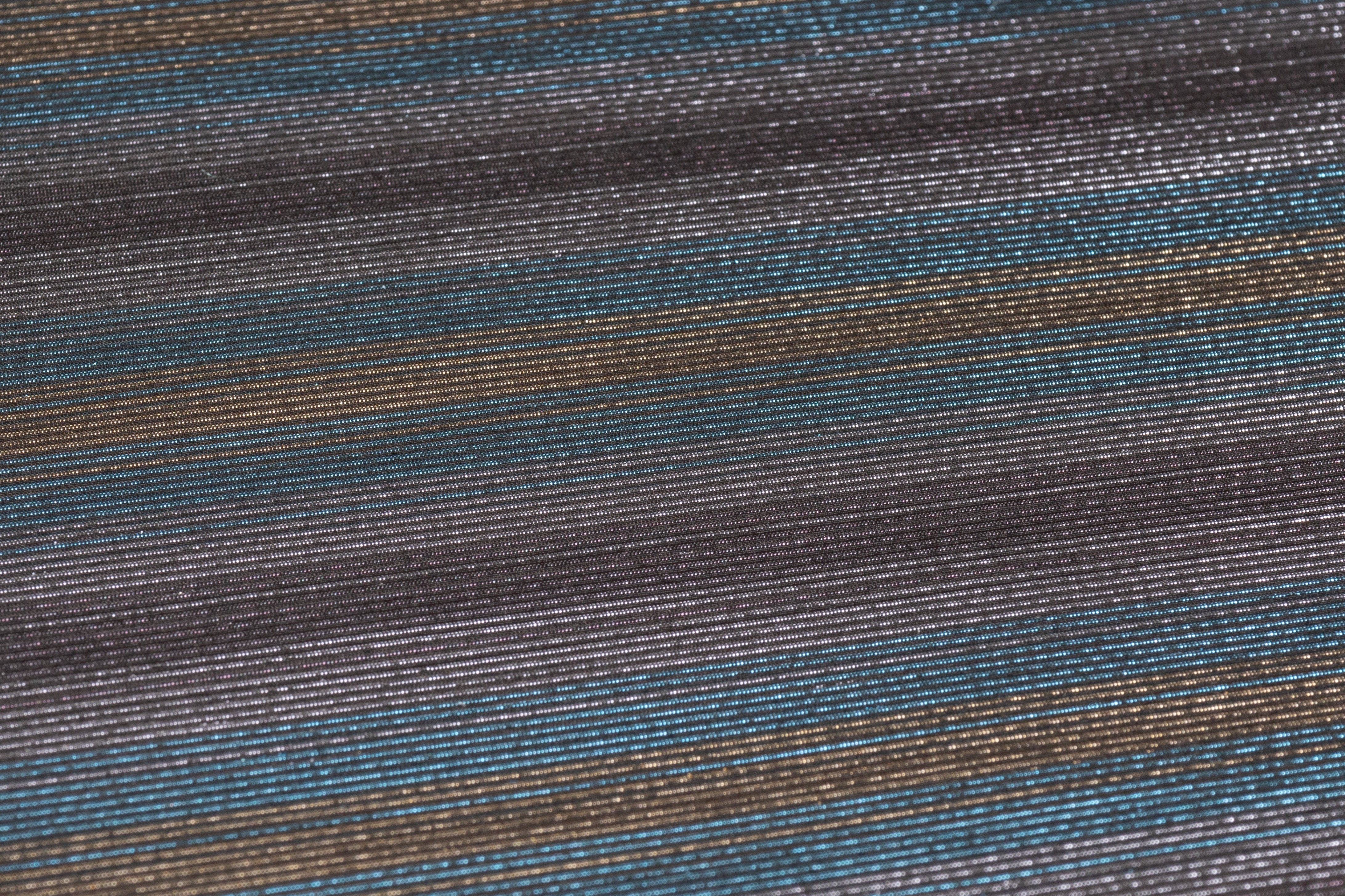 Striped Metallic Italian Ottoman - Silver / Blue / Gold