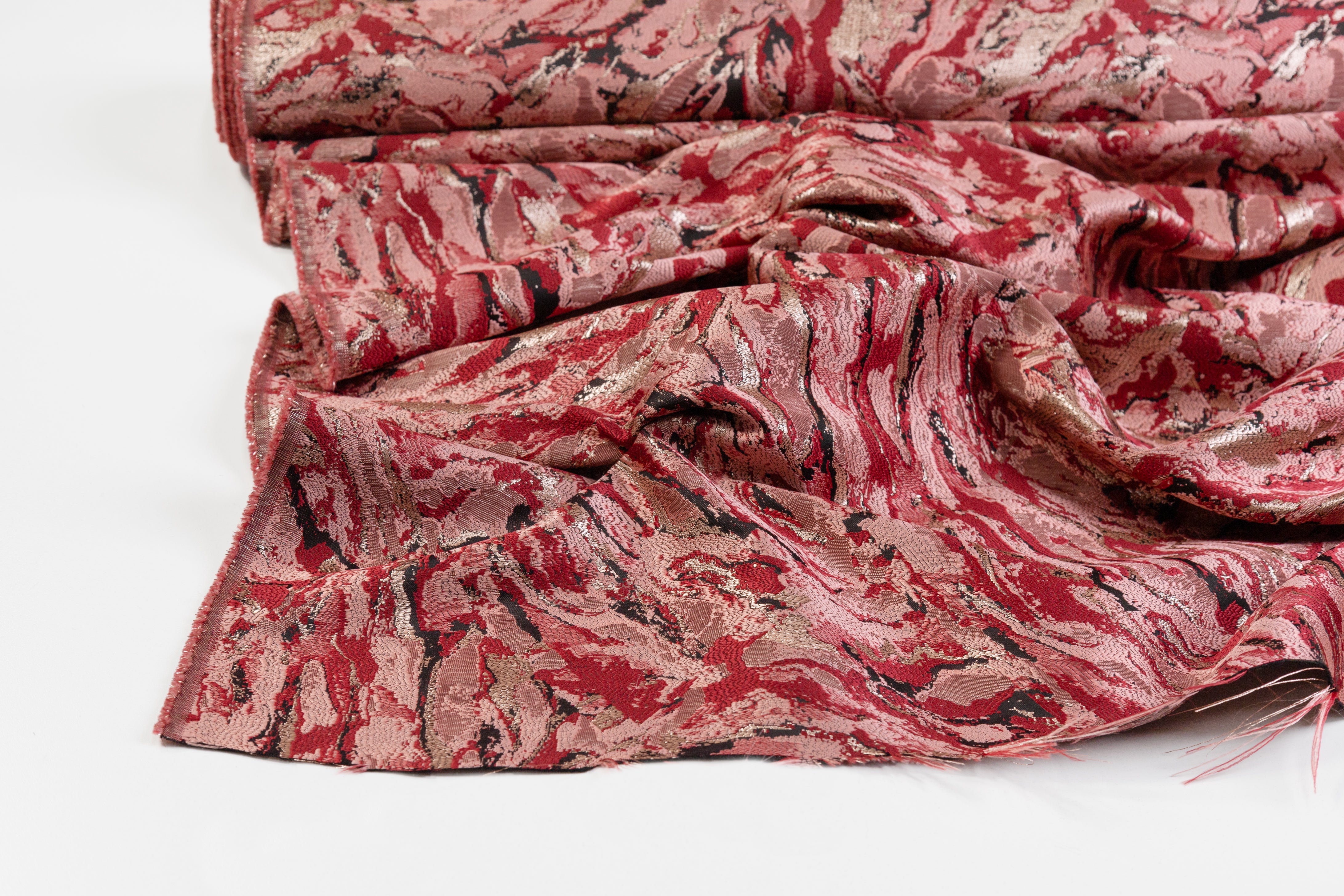Abstract Metallic Brocade - Red / Pink