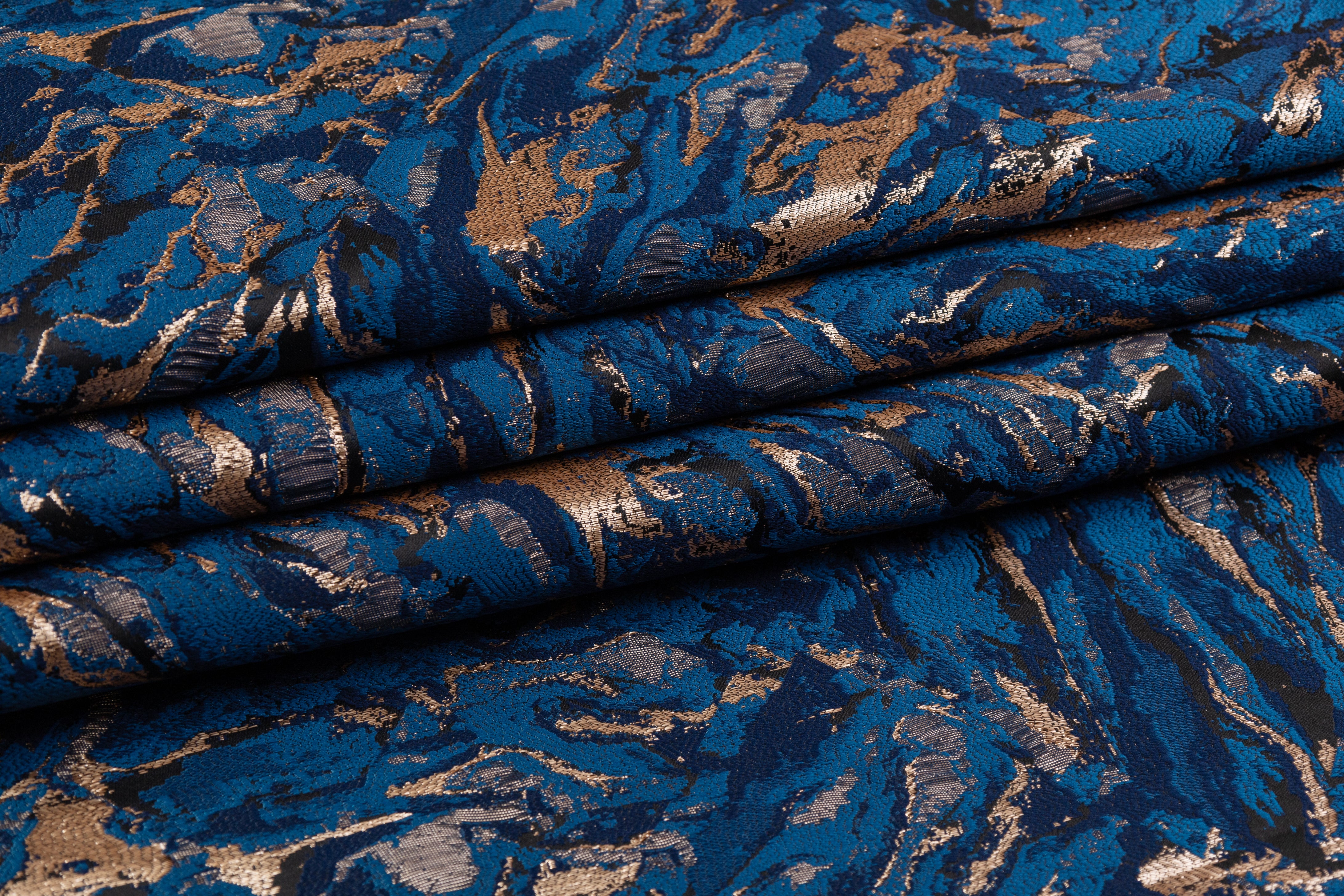 Abstract Metallic Brocade - Blue