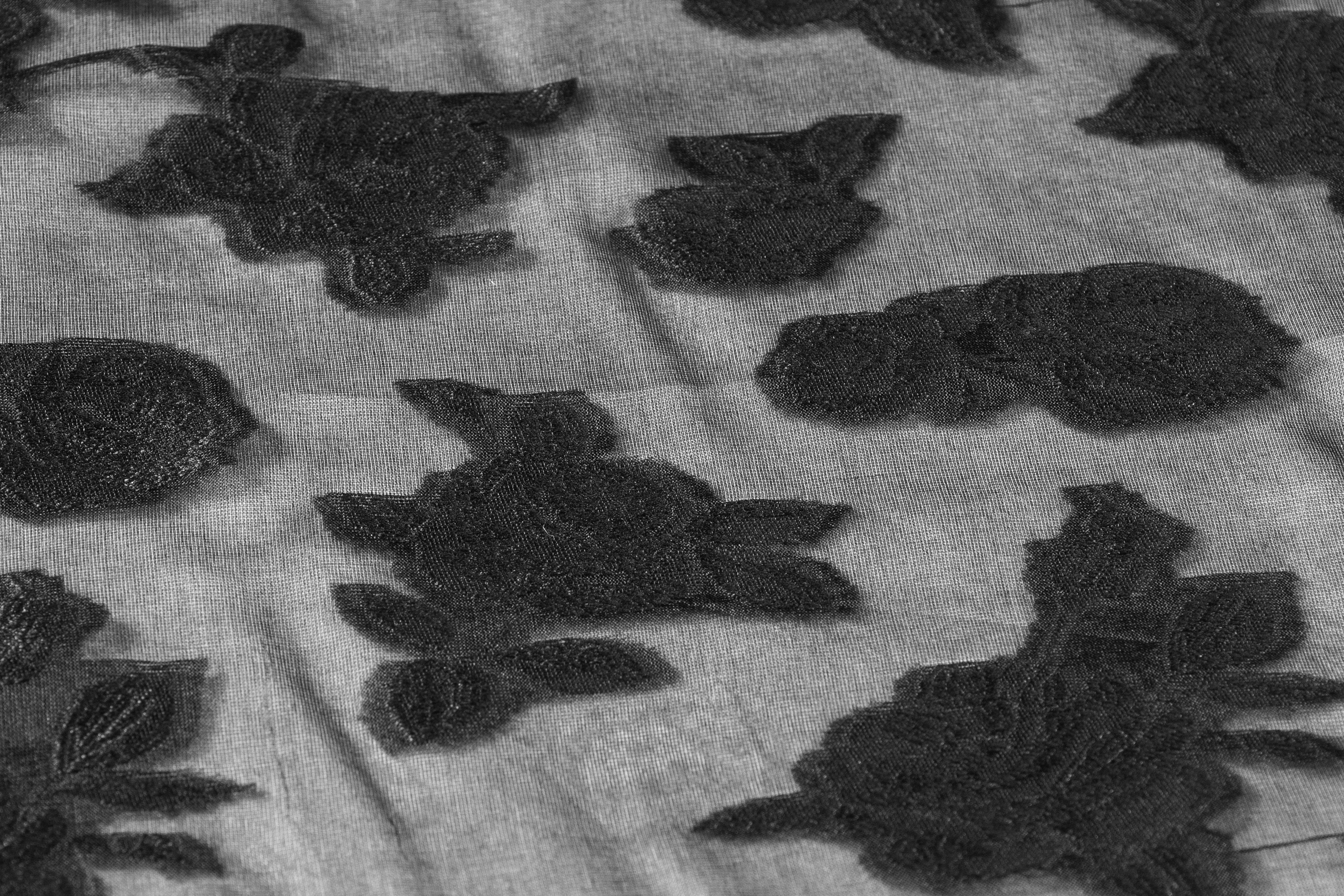 Floral Silk Organza Fil Coupé - Black