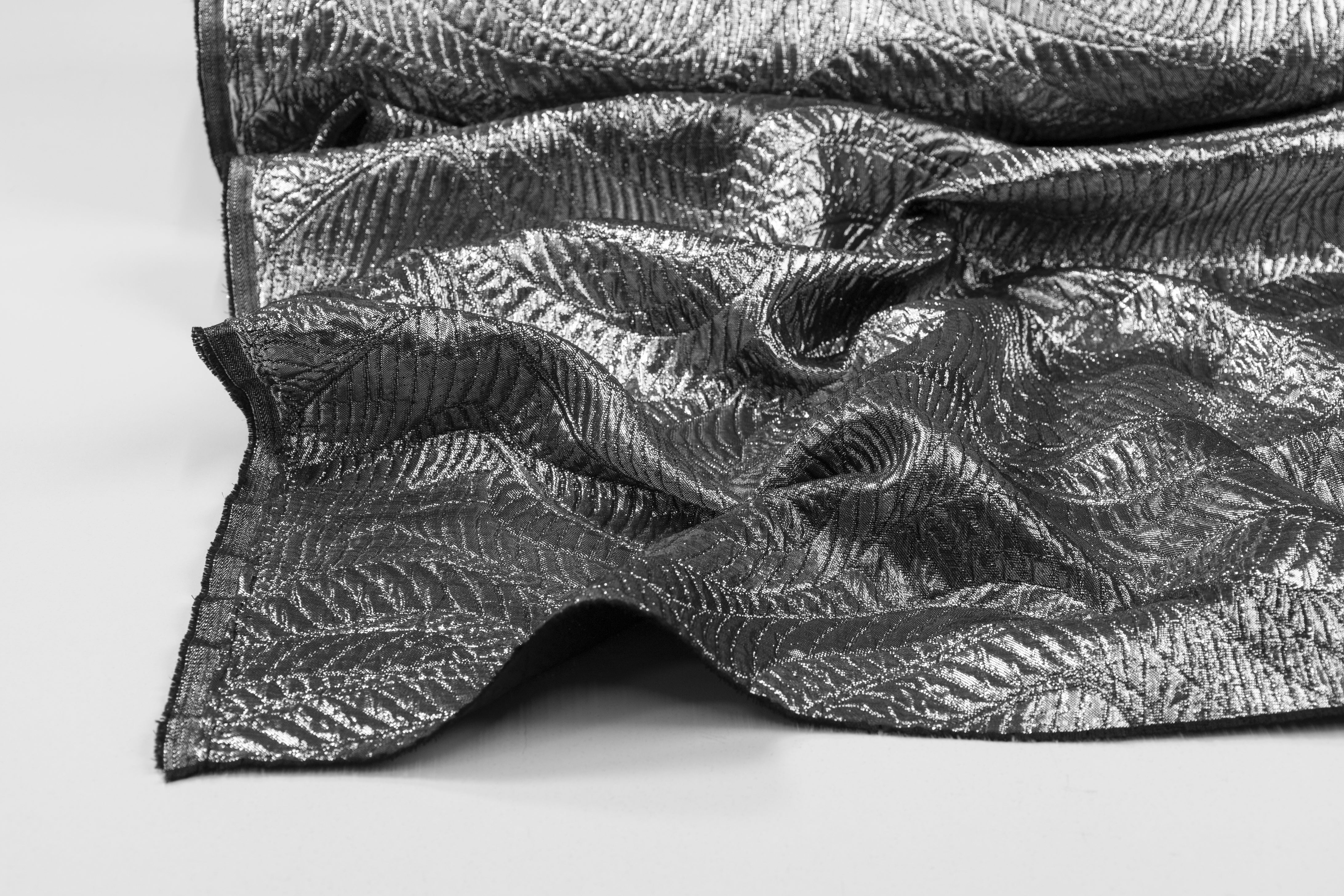 Abstract Metallic Matelassé Brocade - Gray Silver