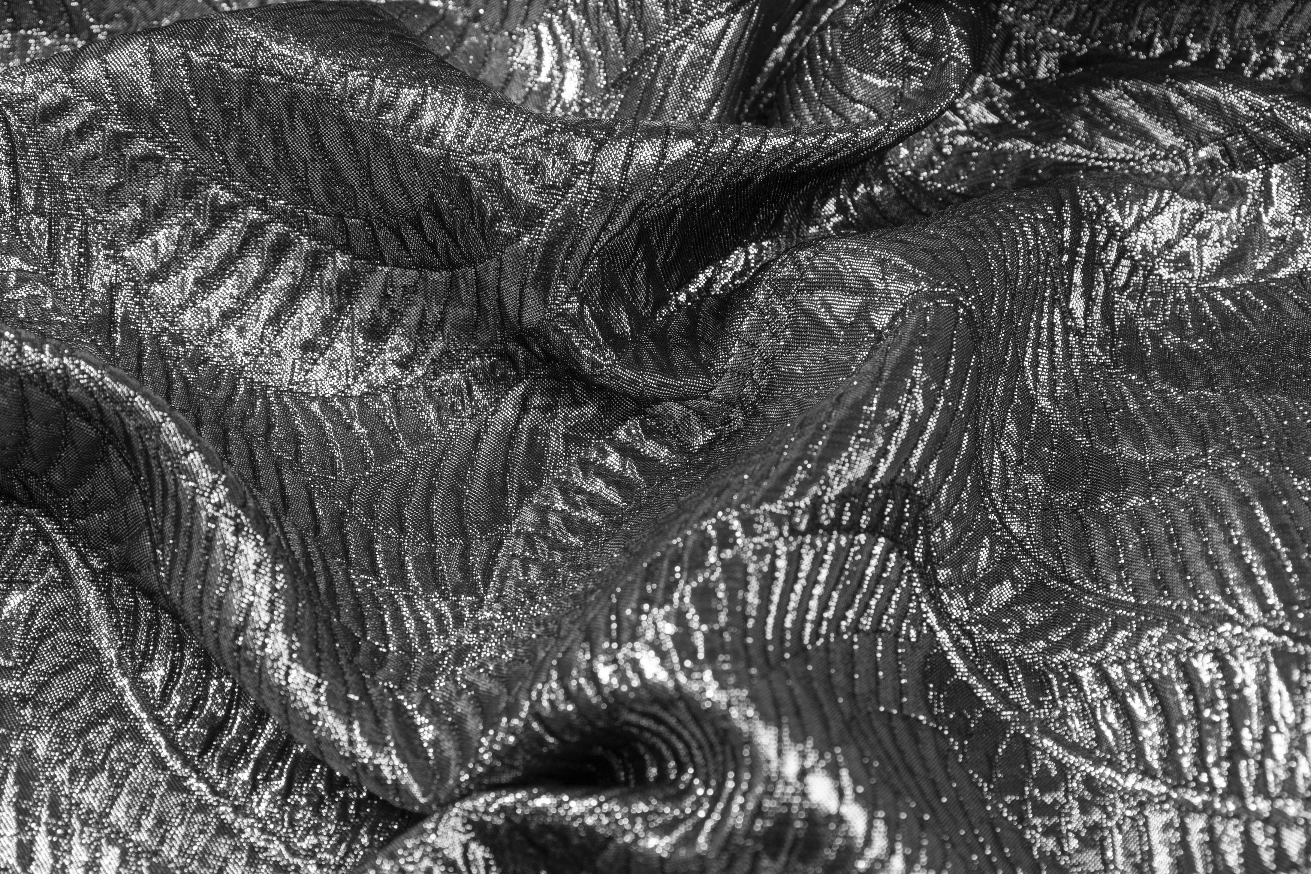 Abstract Metallic Matelassé Brocade - Gray Silver