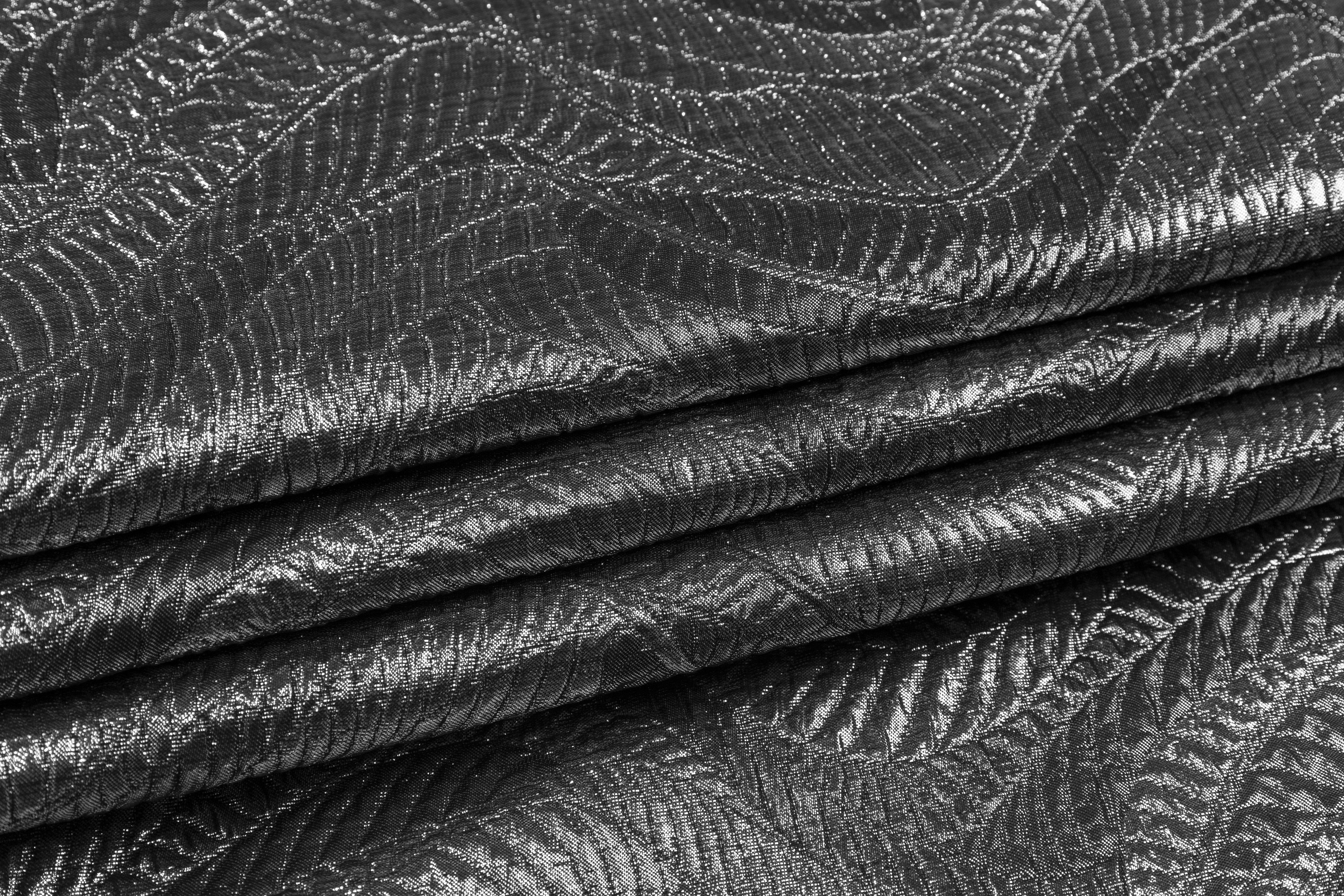 Abstract Metallic Matelassé Brocade - Gray Silver