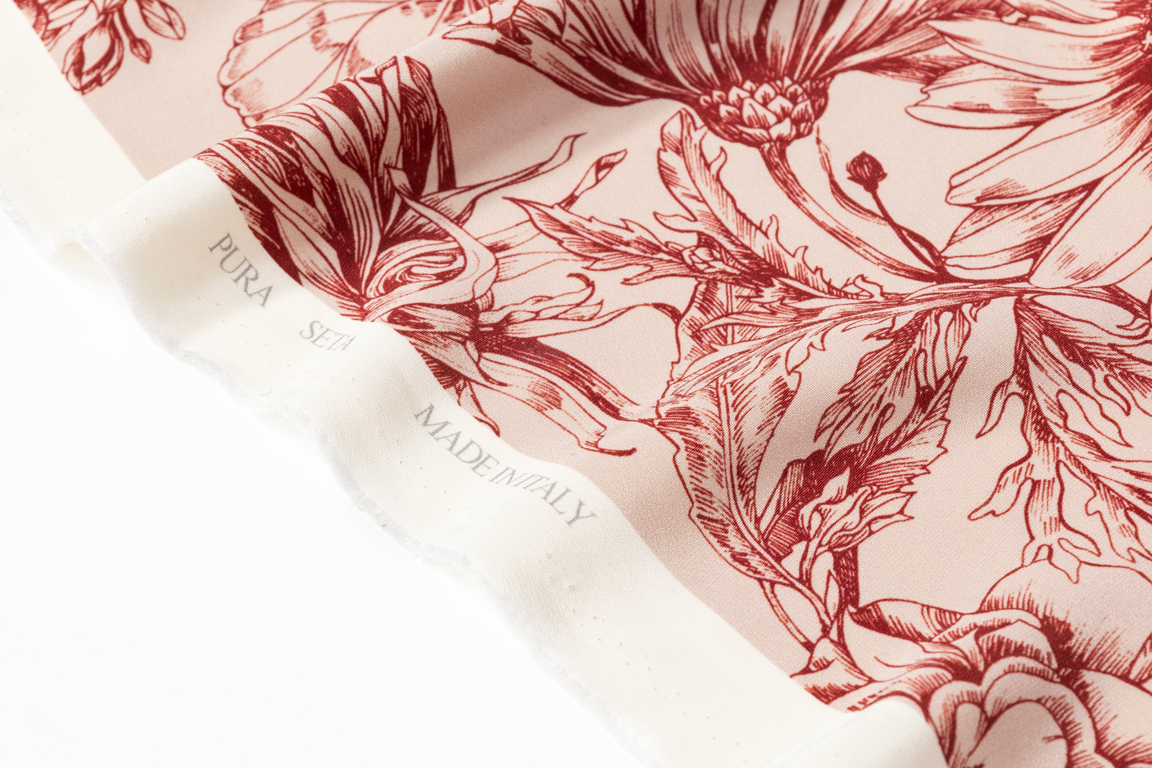 Floral 4-Ply Italian Silk - Taupe / Maroon
