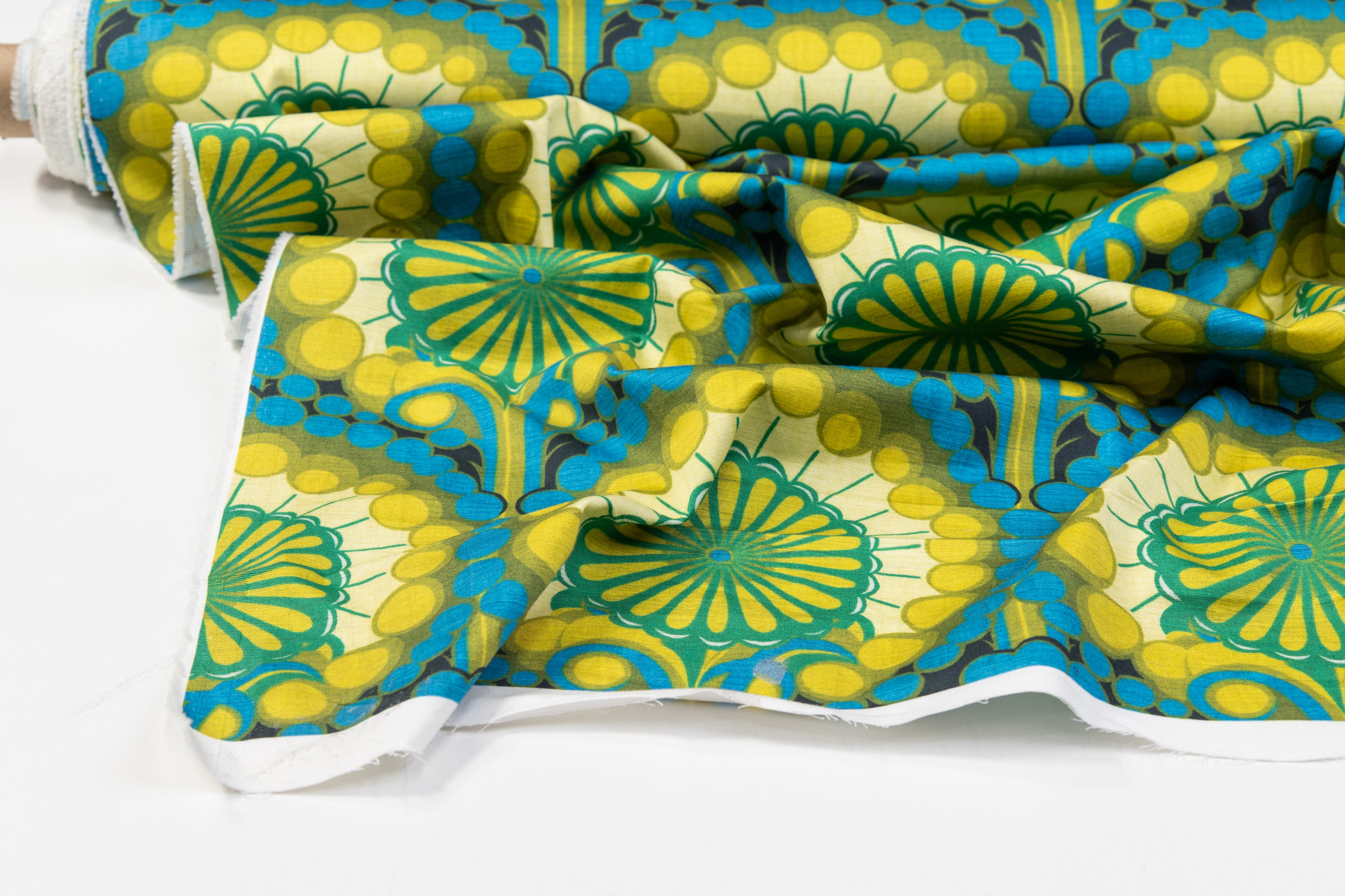 Printed Italian Cotton - Green / Blue / Yellow