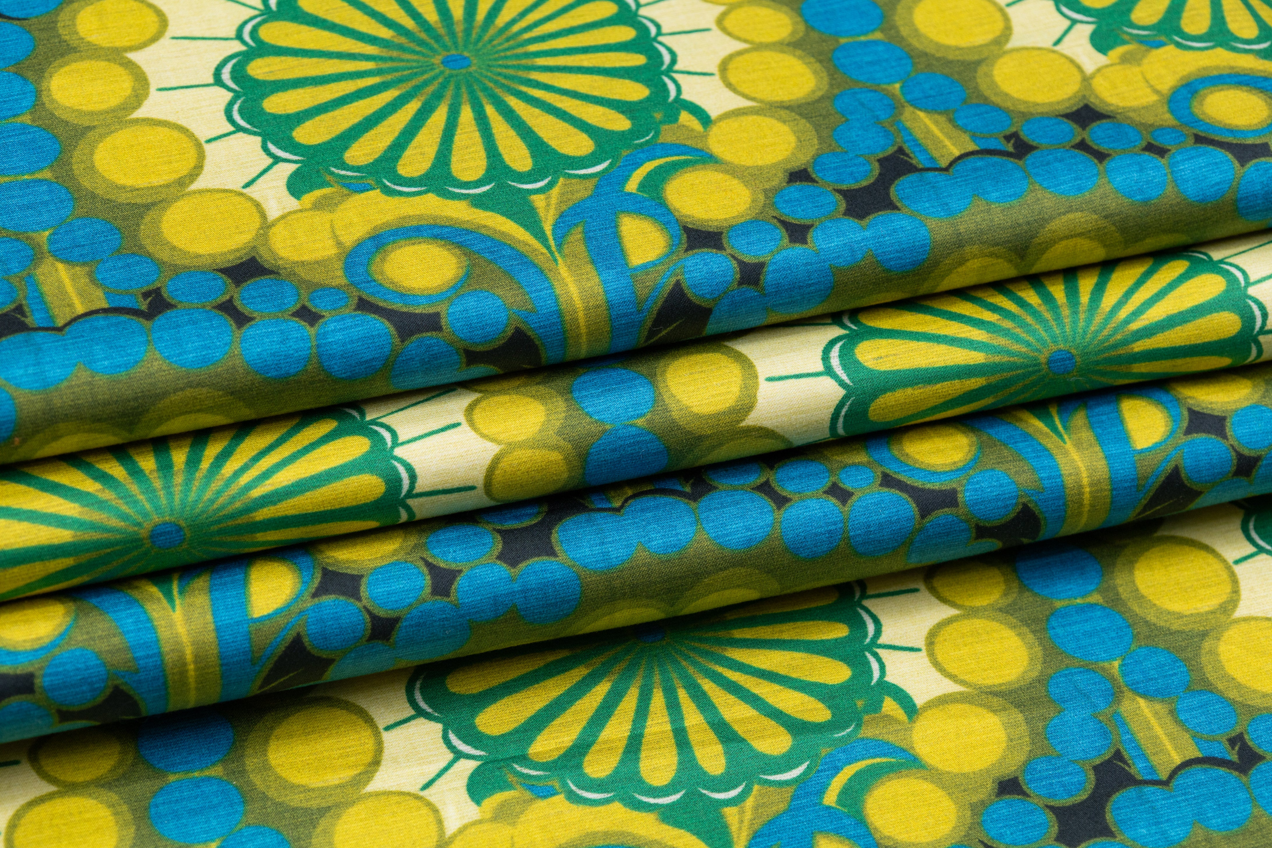 Printed Italian Cotton - Green / Blue / Yellow