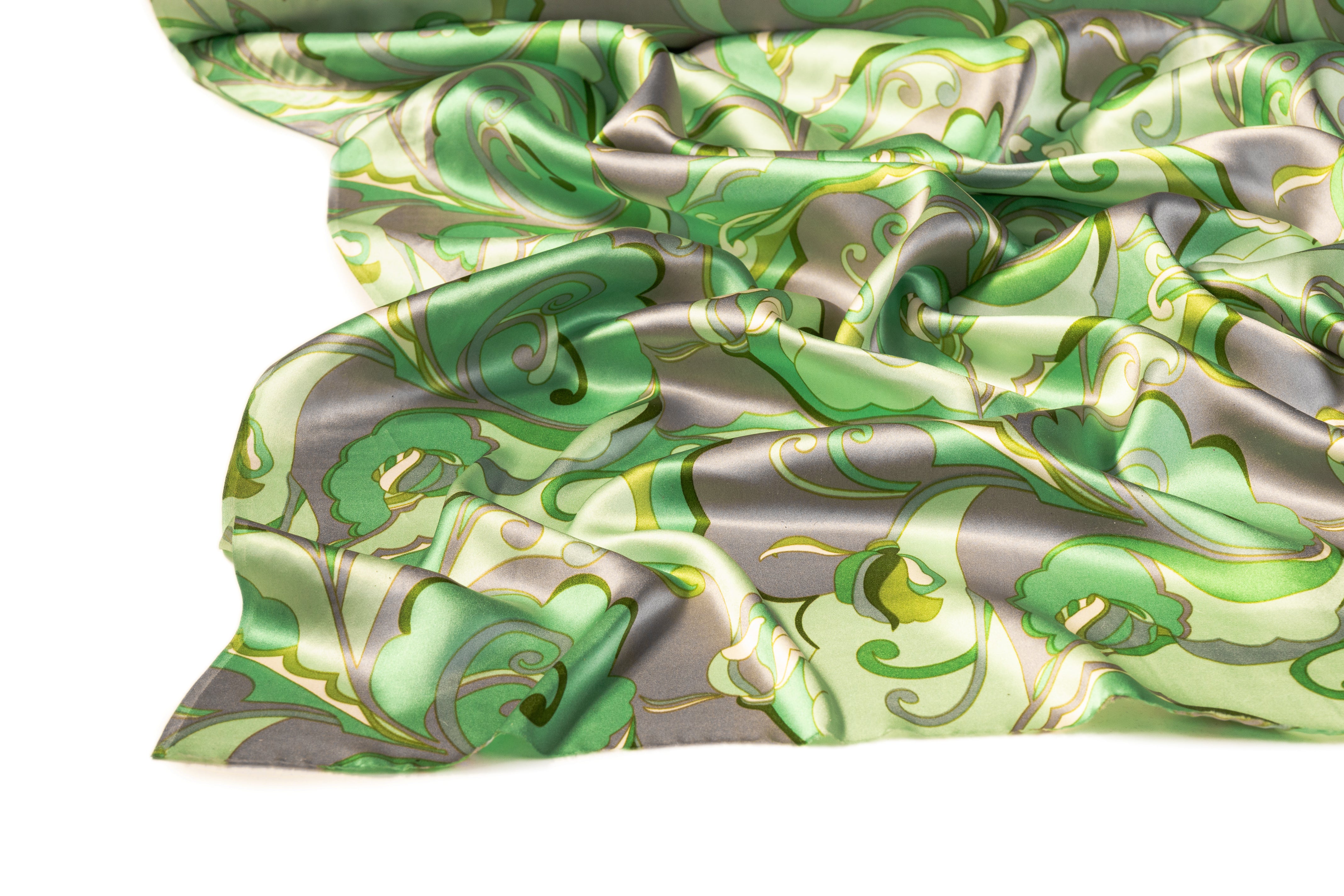 Abstract Silk Charmeuse - Green