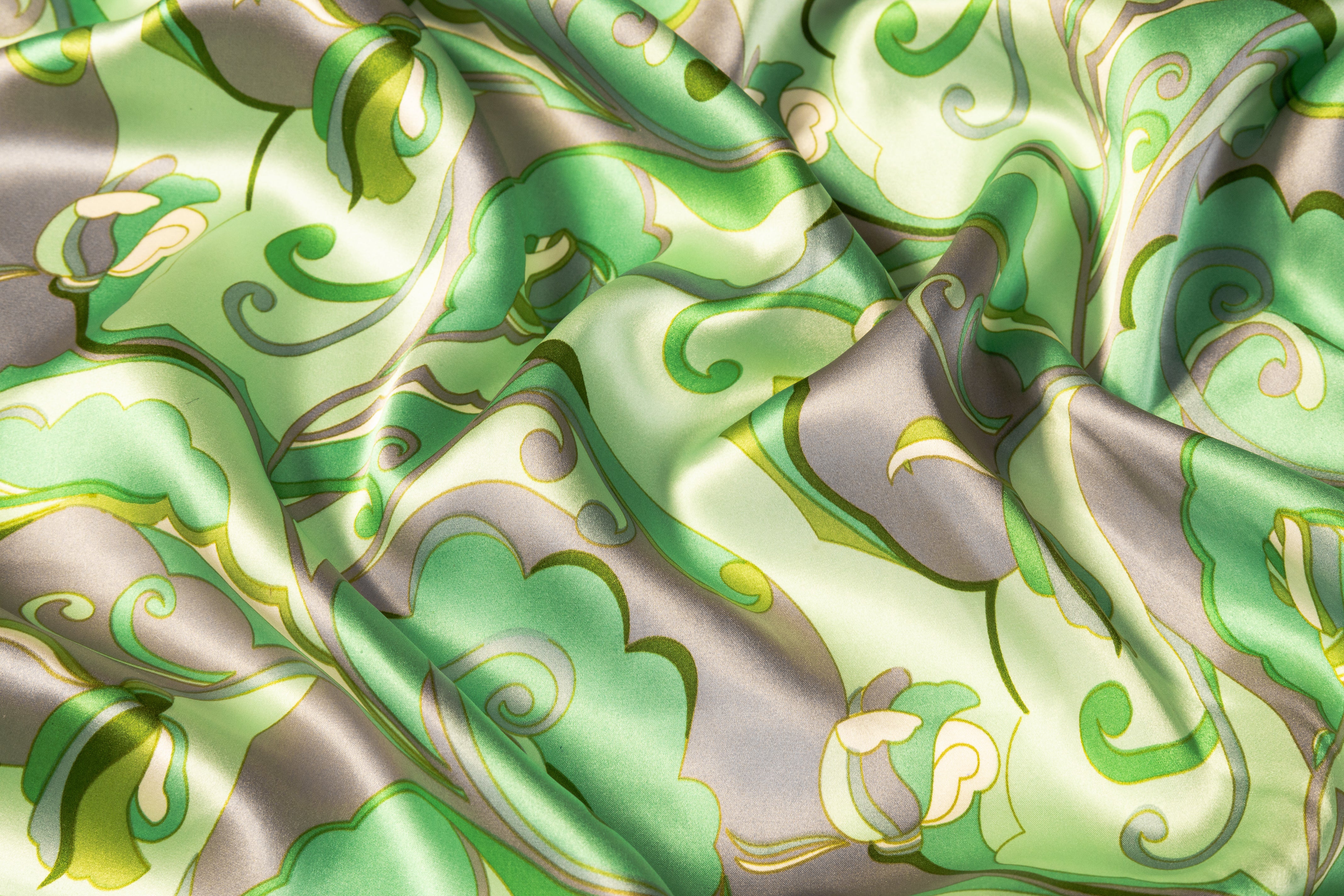 Abstract Silk Charmeuse - Green
