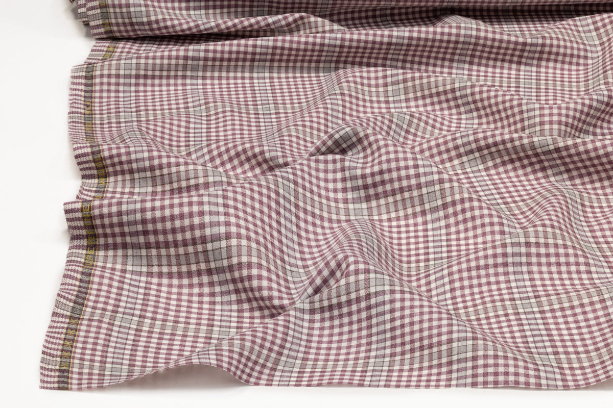 Ermengildo Zegna - Checked Italian Wool Linen Silk Suiting - Mauve / Gray