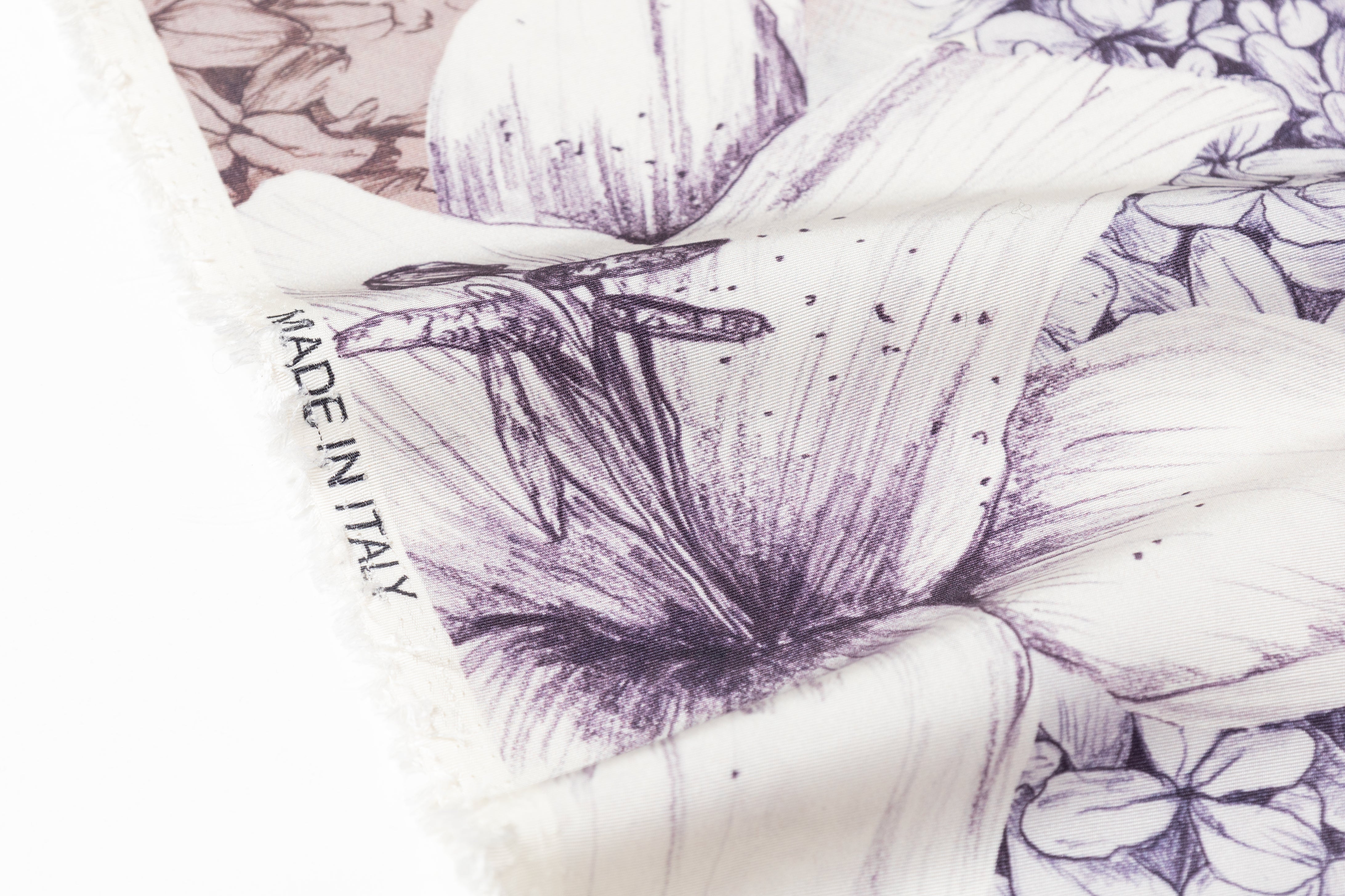Floral Italian Silk Faille - Gray / Lavender