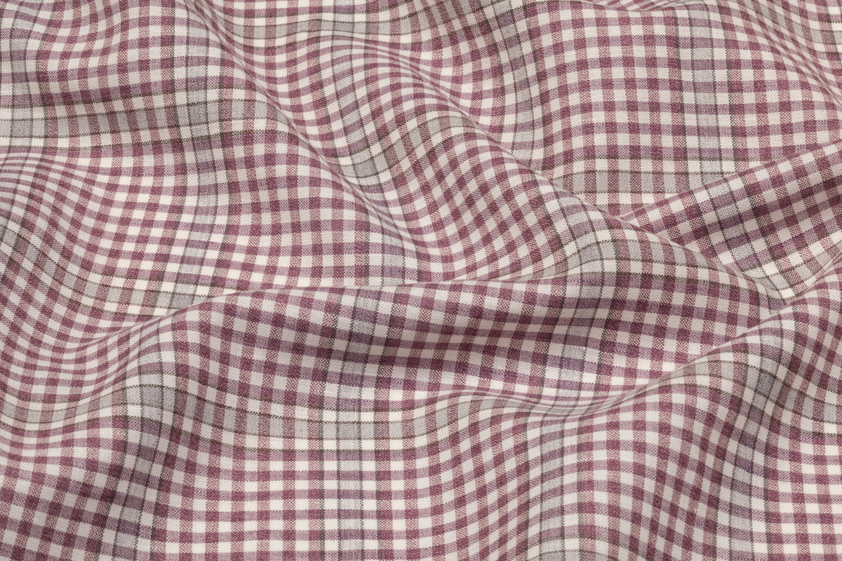 Ermengildo Zegna - Checked Italian Wool Linen Silk Suiting - Mauve / Gray