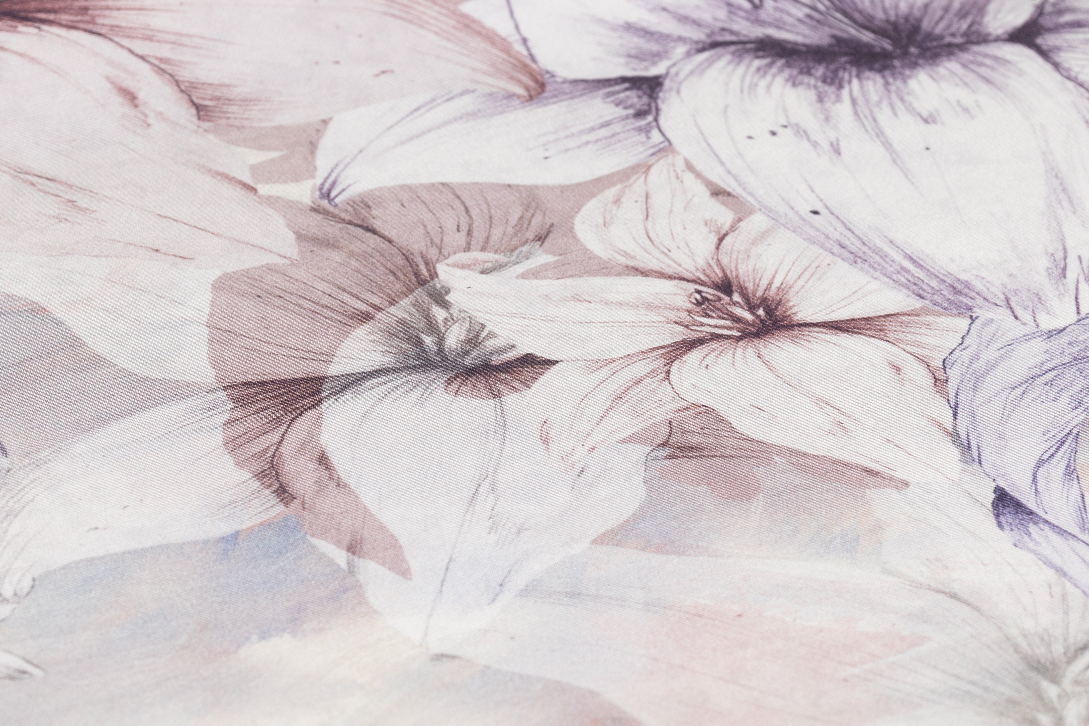 Floral Italian Silk Faille - Gray / Lavender