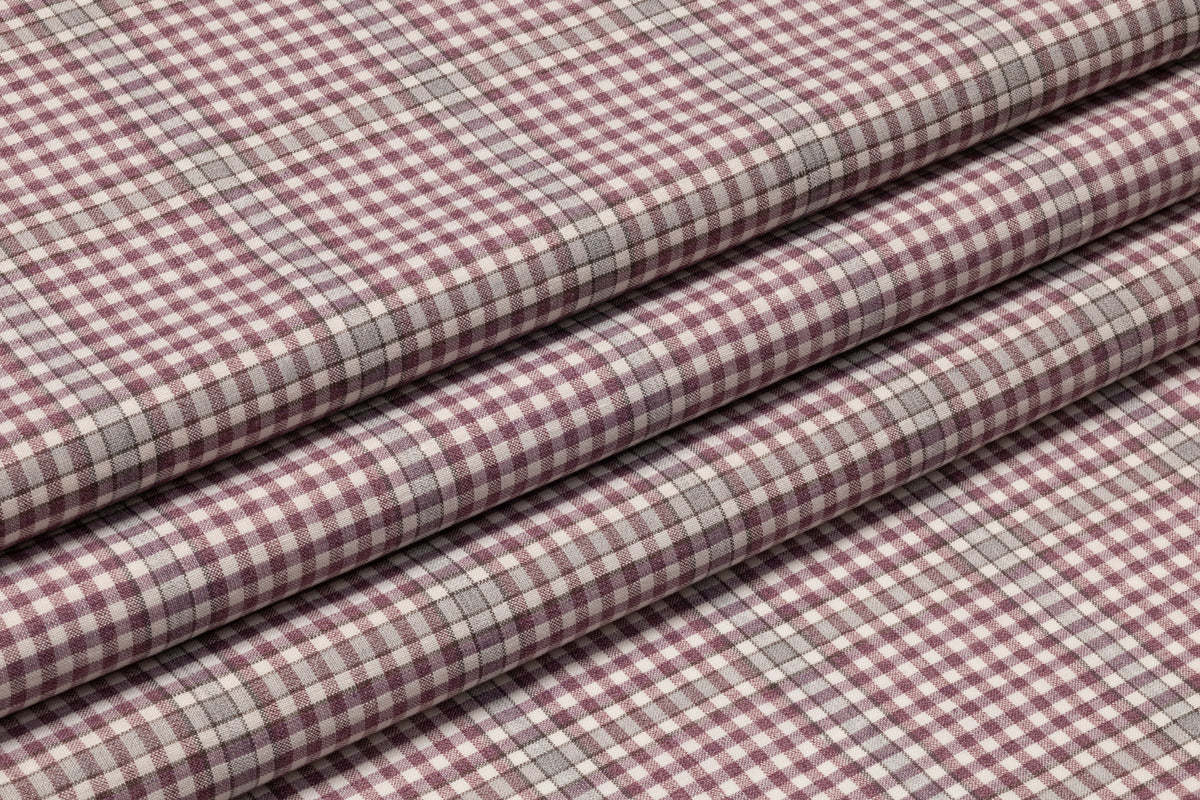 Ermengildo Zegna - Checked Italian Wool Linen Silk Suiting - Mauve / Gray