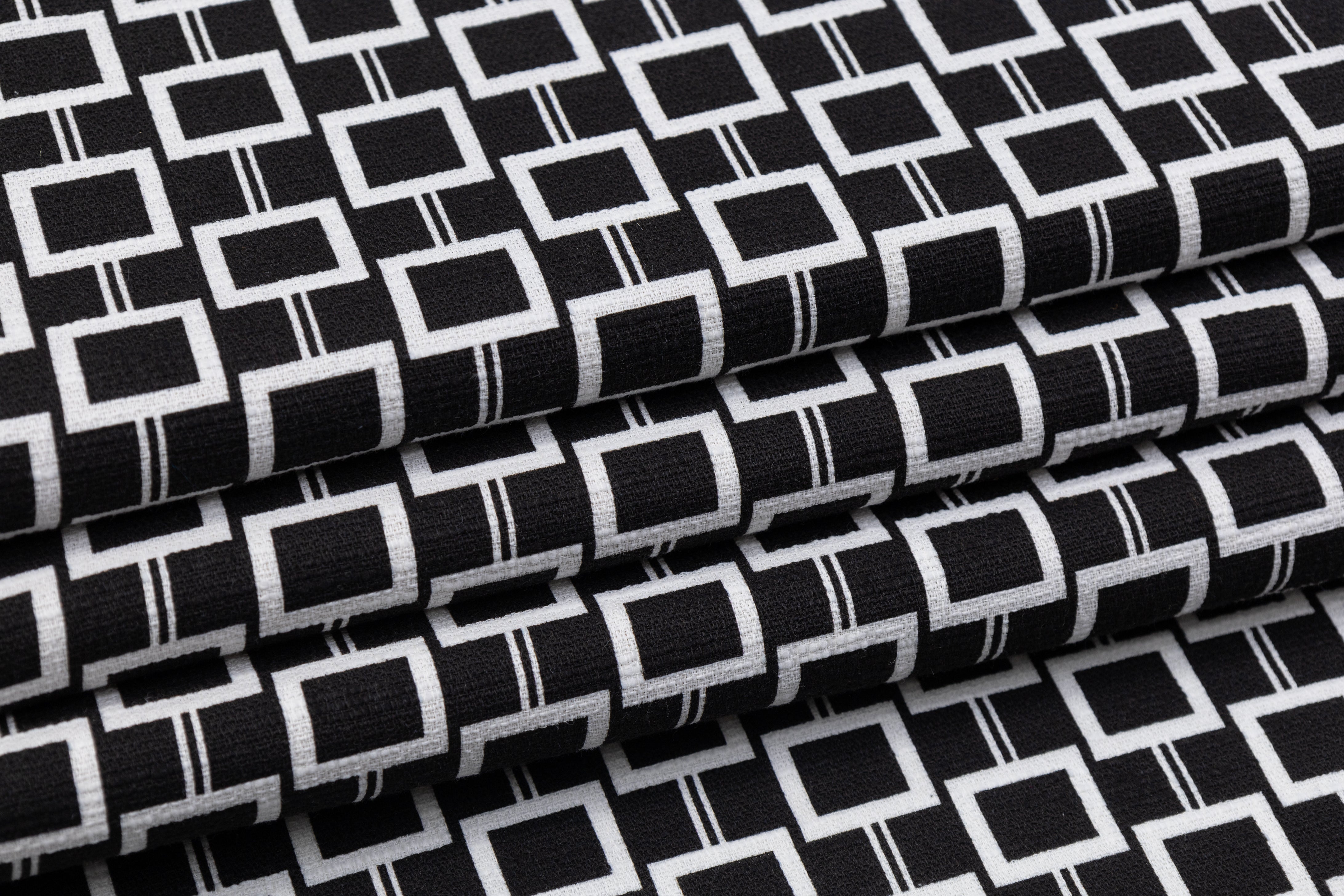 Printed Italian Viscose Tweed - Black / White