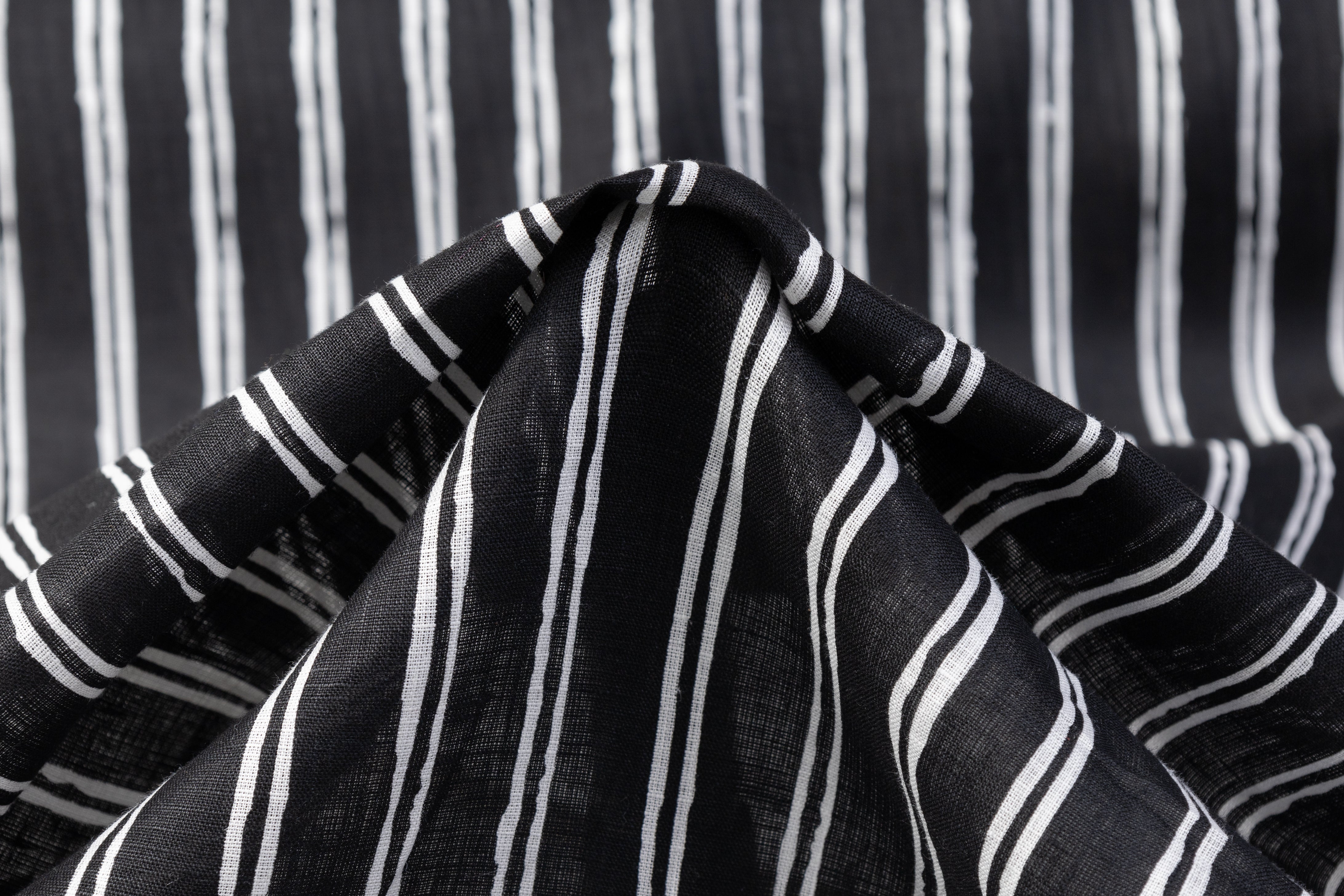 Striped Italian Linen - Black / White